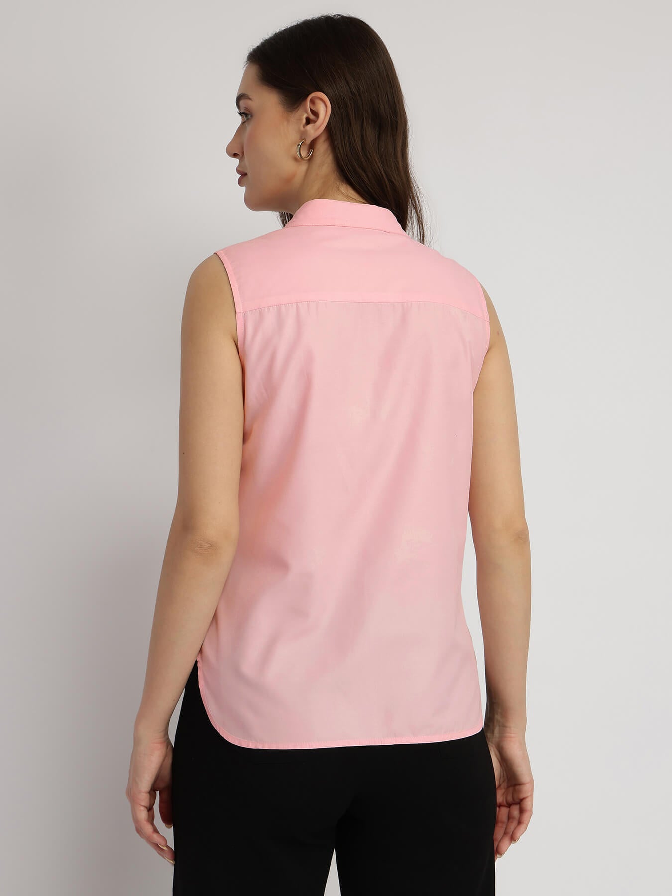 Cotton Gather Detail Shirt - Pink