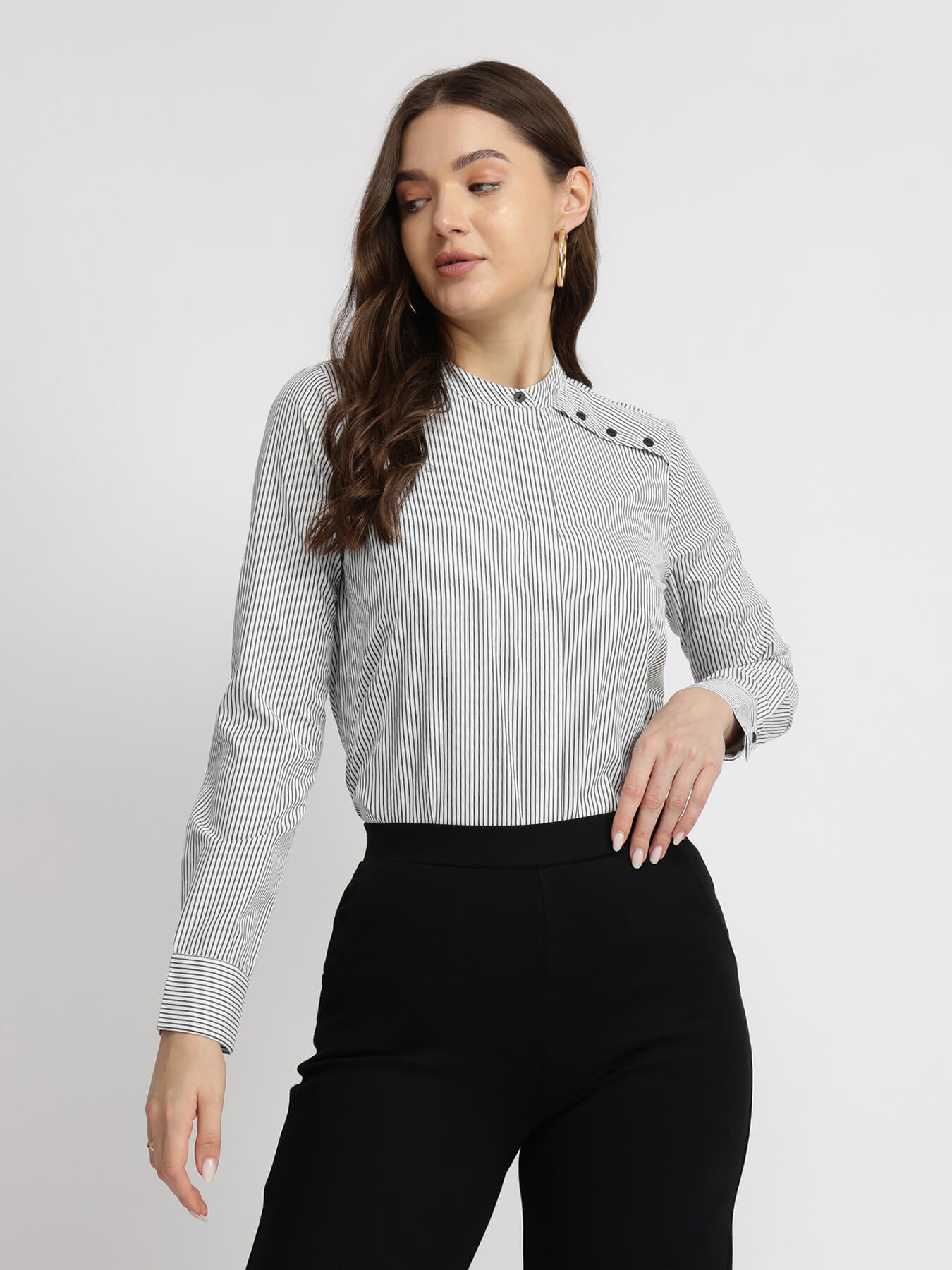 Cotton Striped Shirt - Grey