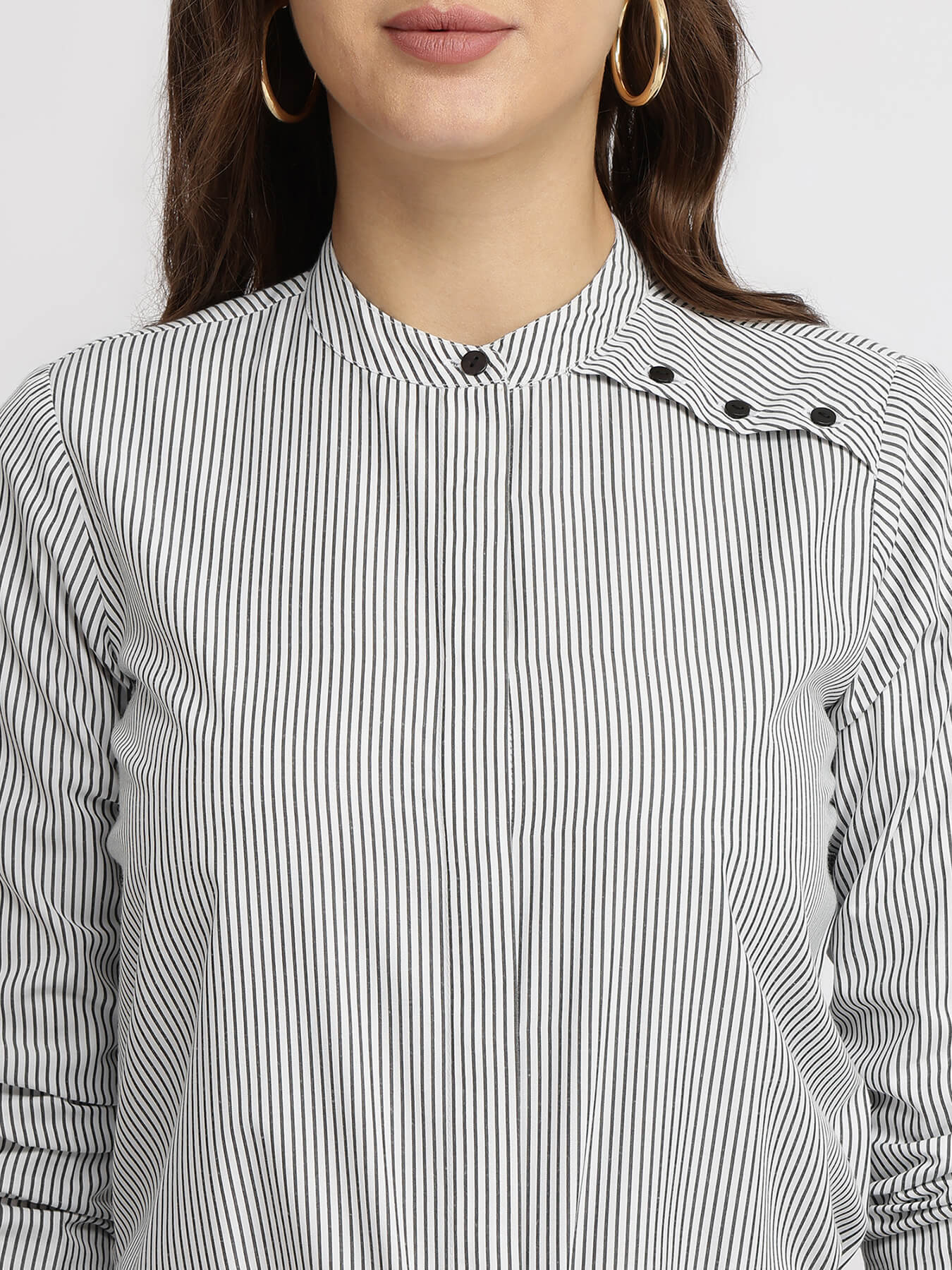 Cotton Striped Shirt - Grey