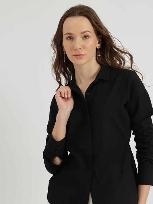 Tapered Waist Shirt - Black