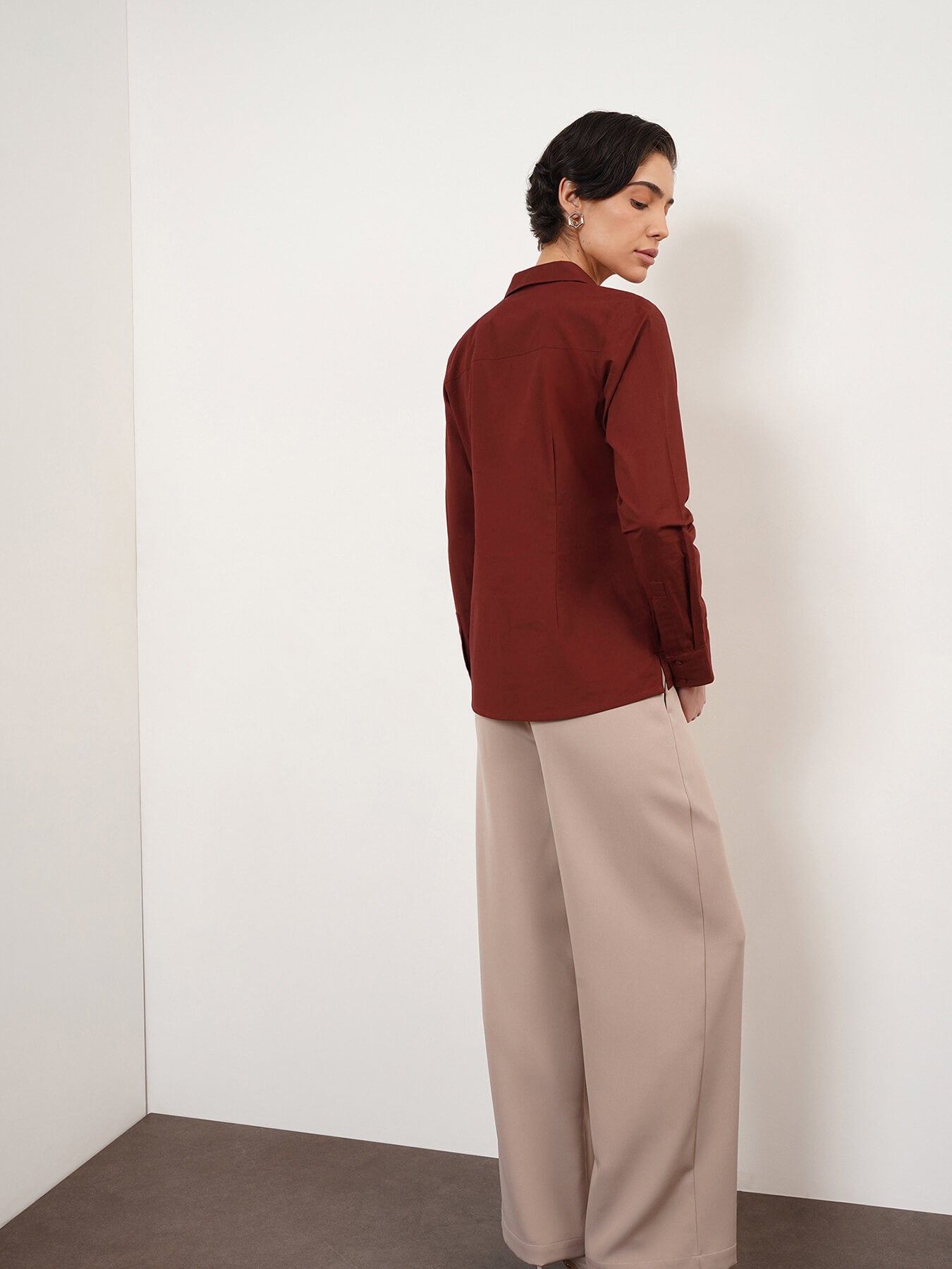 Cotton Slim Fit Shirt - Maroon