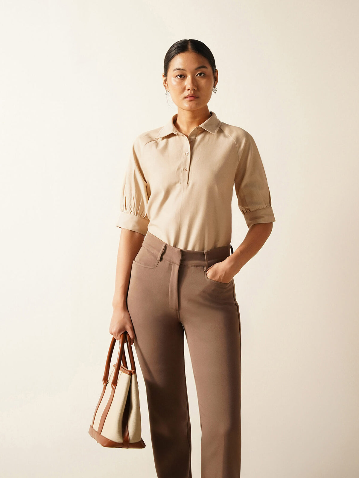 Cotton Oxford Shirt - Beige