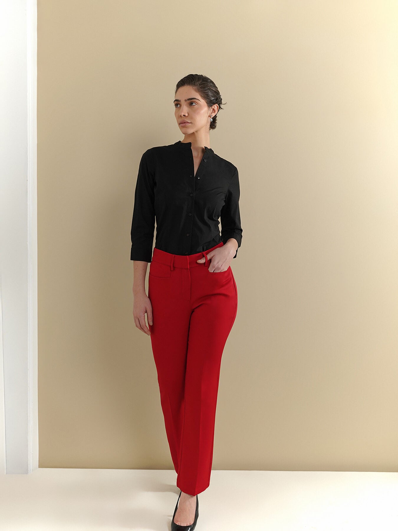 Cotton Mandrin Shirt - Black