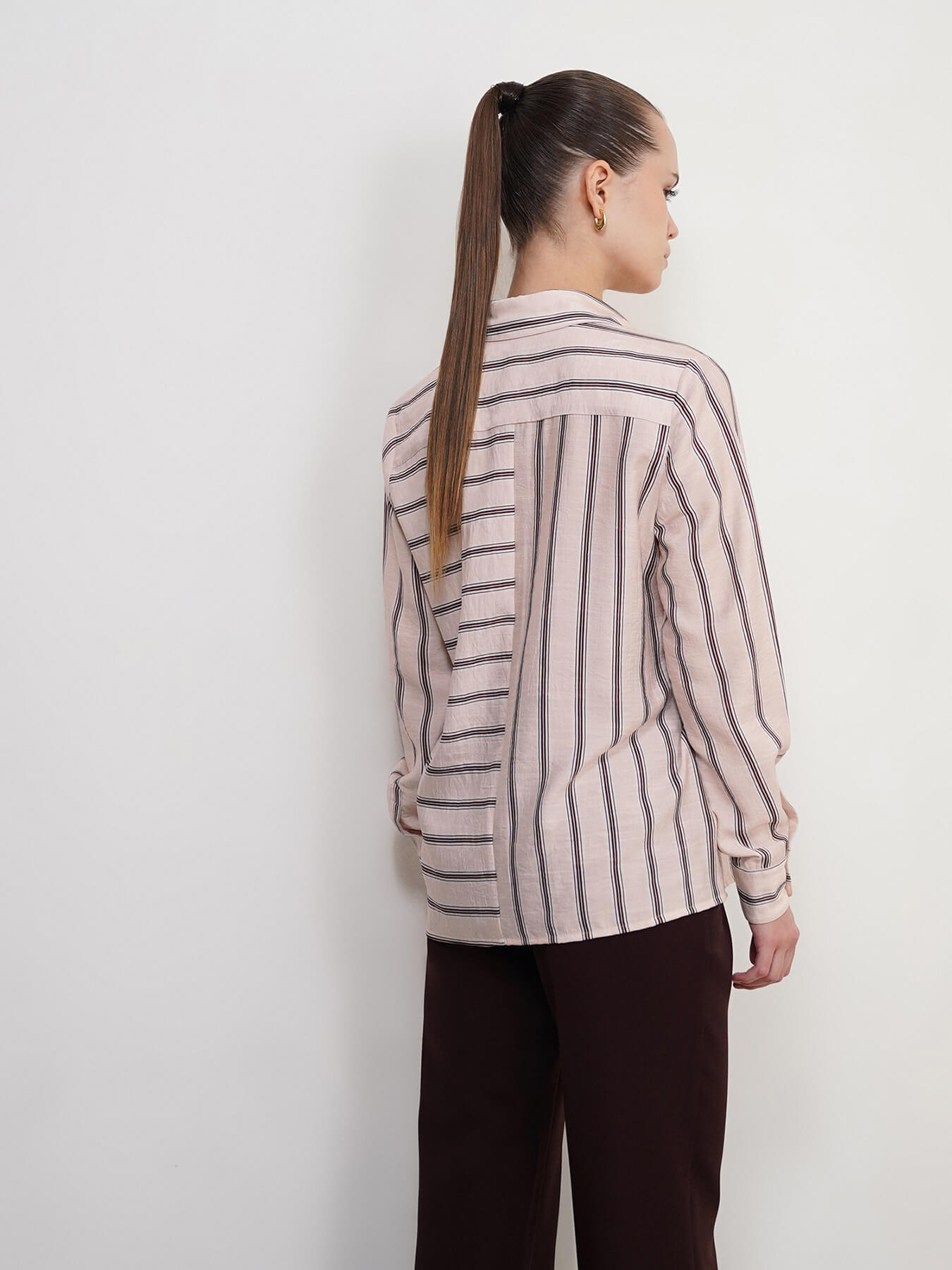 Viscose Striped Shirt - Peach