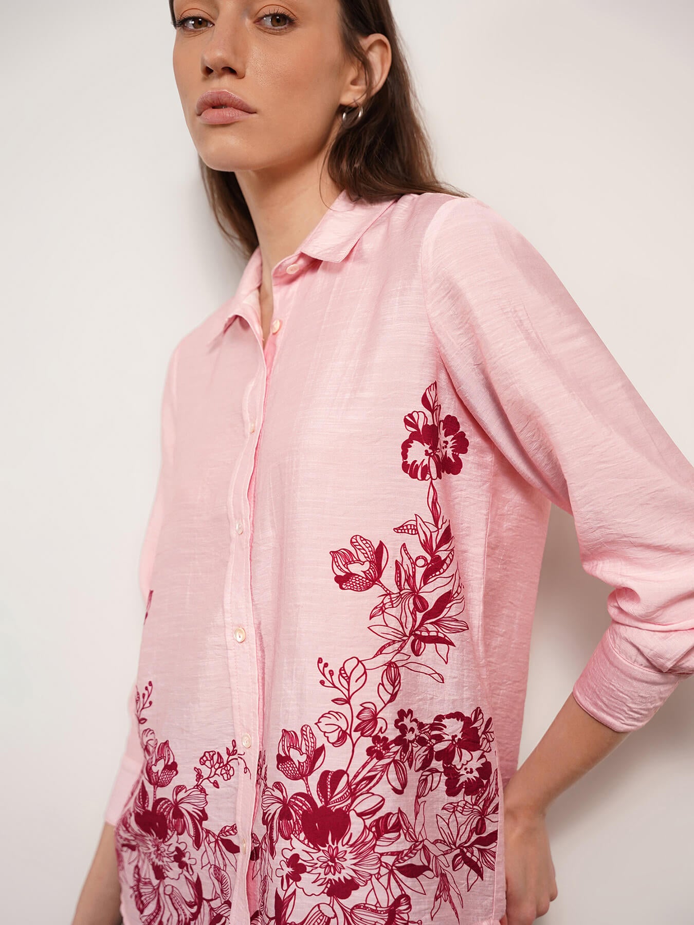 Viscose Floral Shirt - Pink