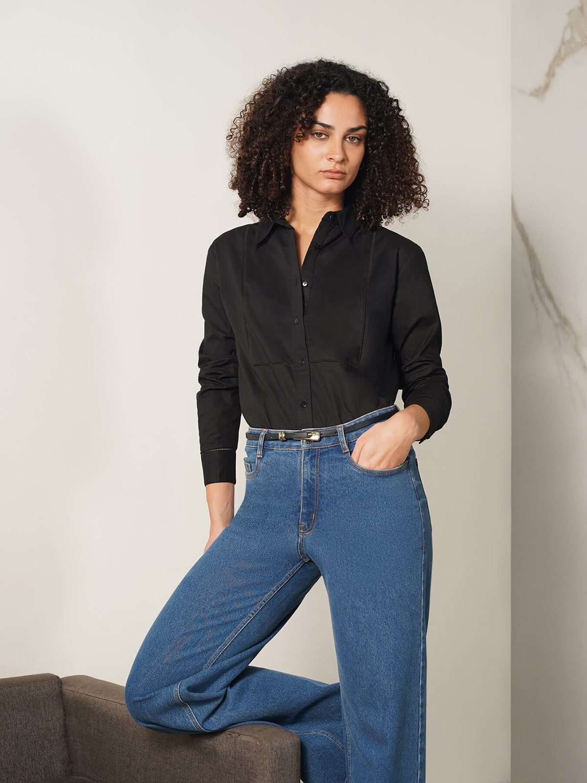 Pure Cotton Shirt - Black