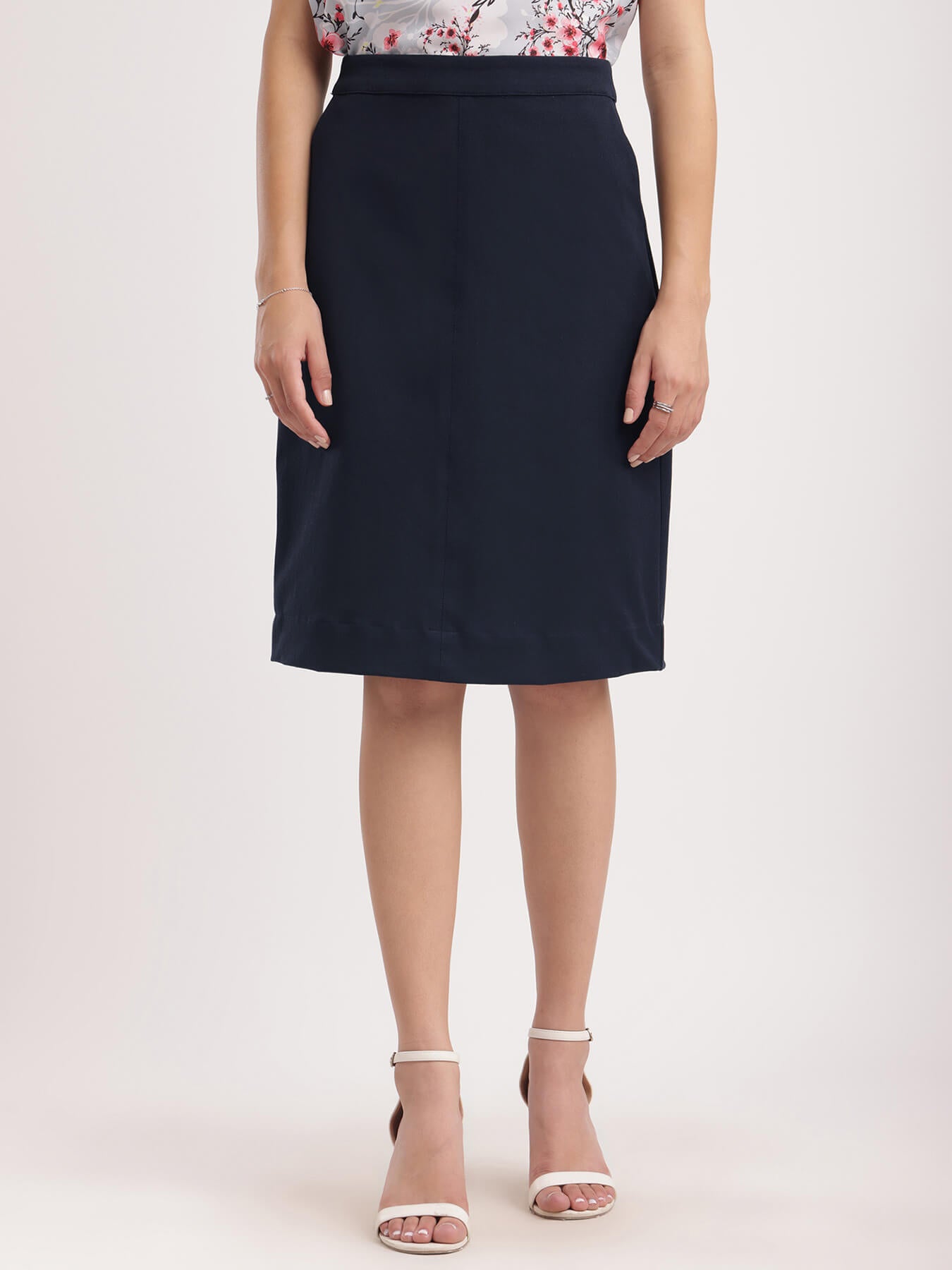 Stretchable A-line Skirt - Navy