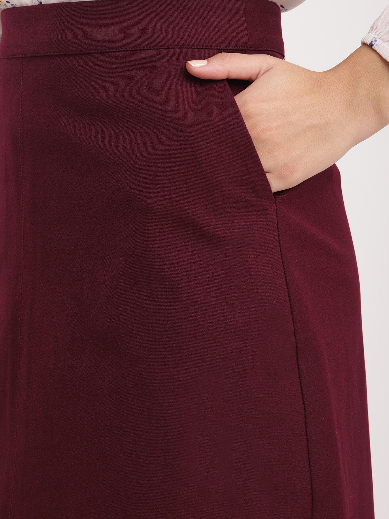Stretchable A-line Skirt - Wine