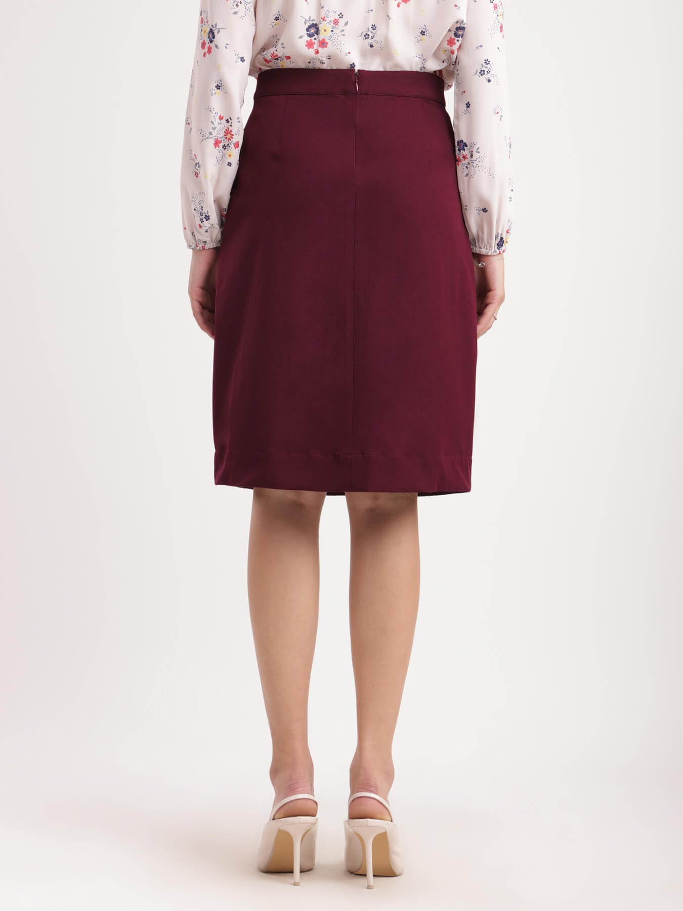 Stretchable A-line Skirt - Wine