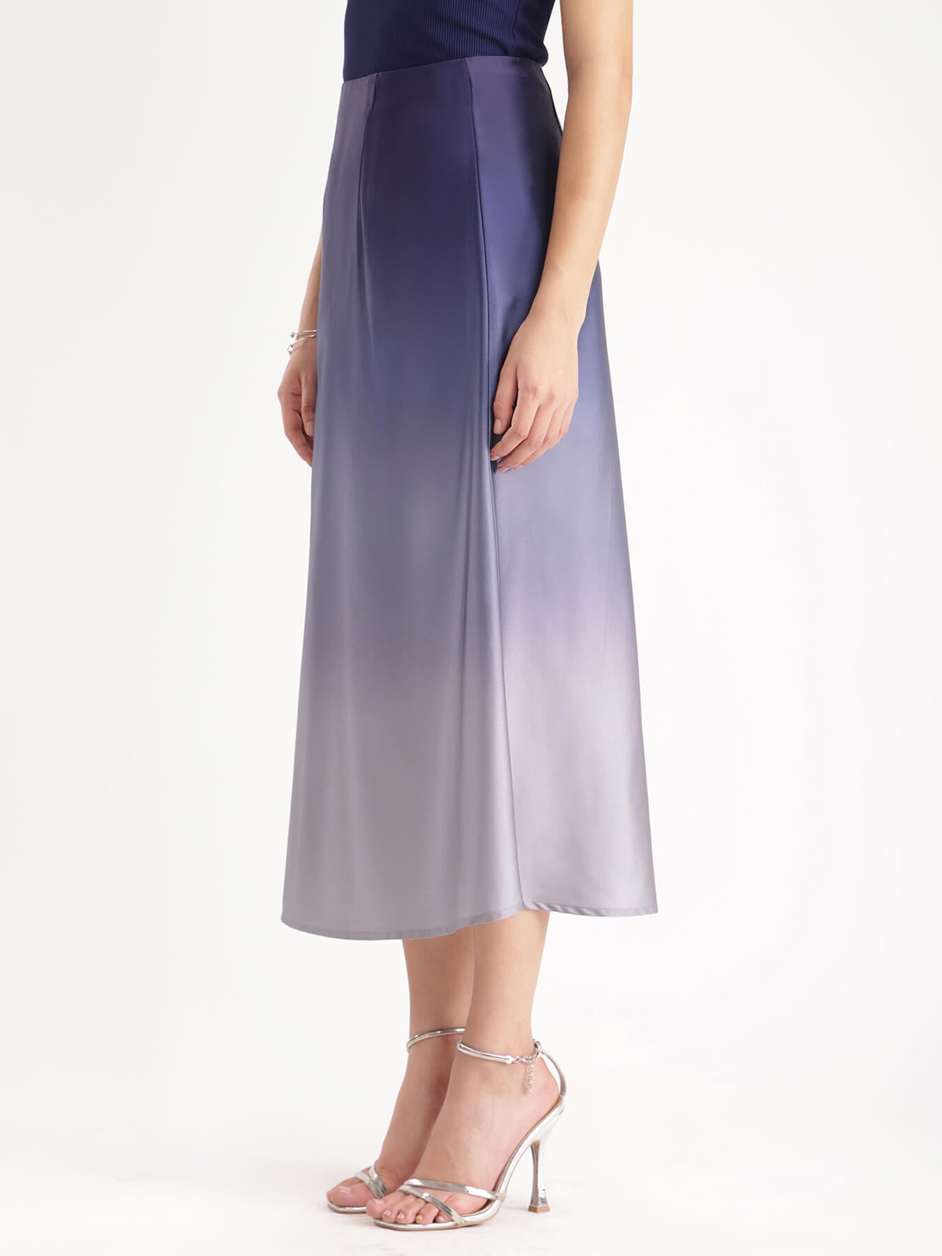 Ombre Midi Skirt - Blue And Grey