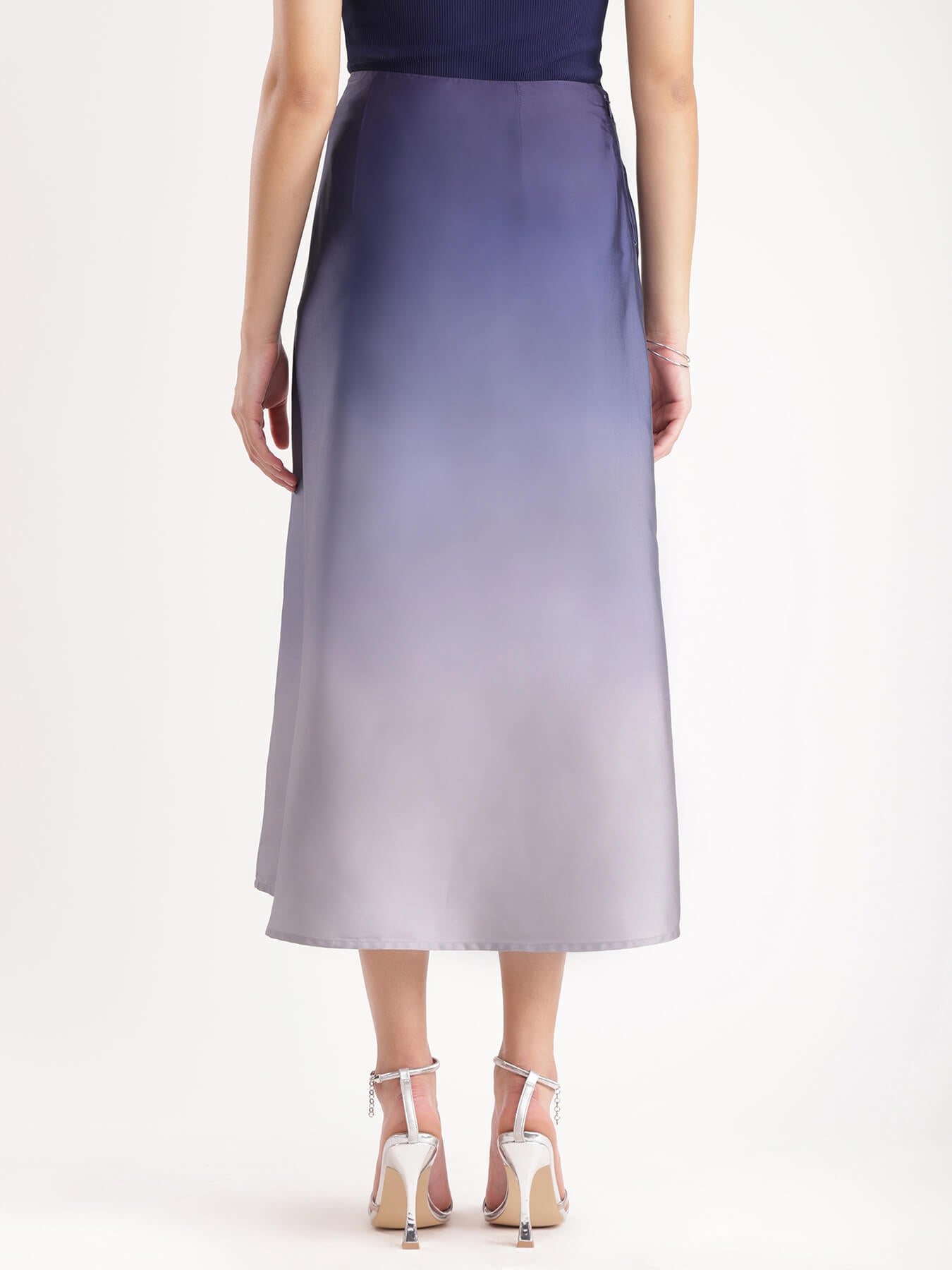 Ombre Midi Skirt - Blue And Grey
