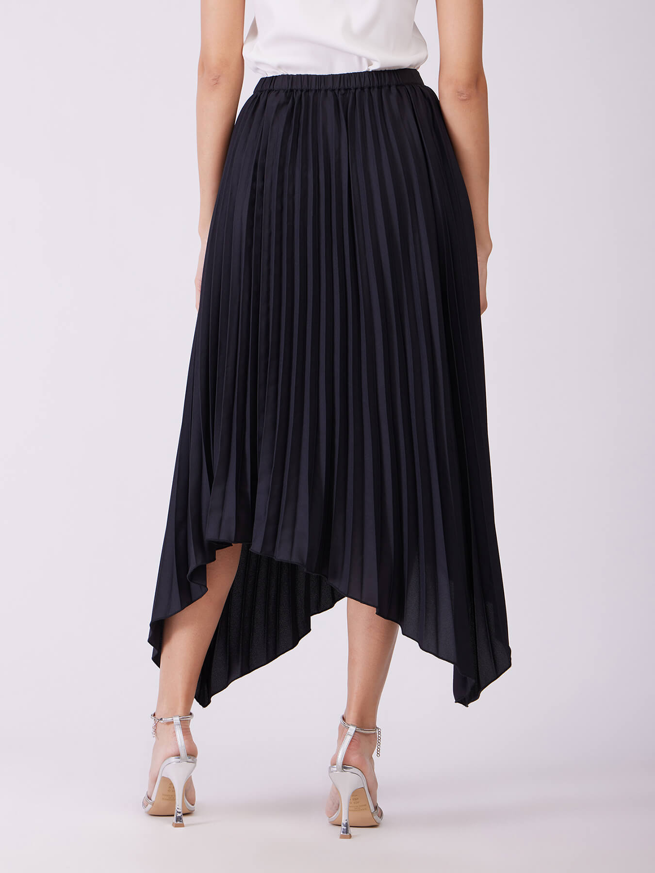 Pleated Asymmetric Skirt - Black