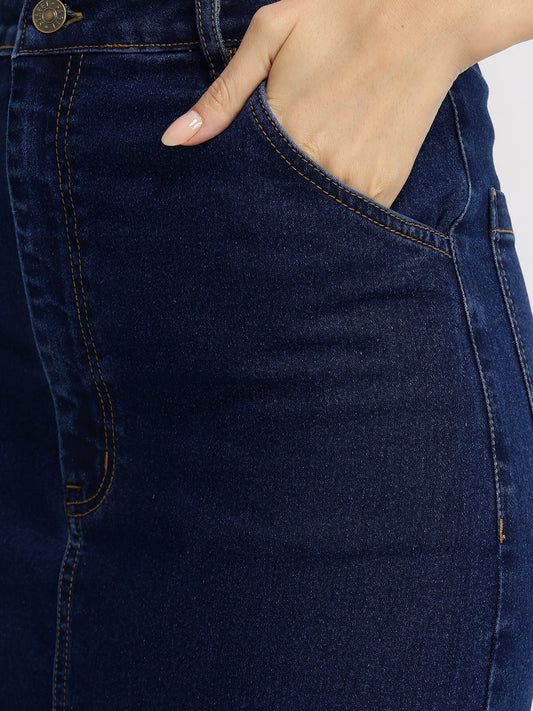 A-line Denim Skirt - Navy Blue