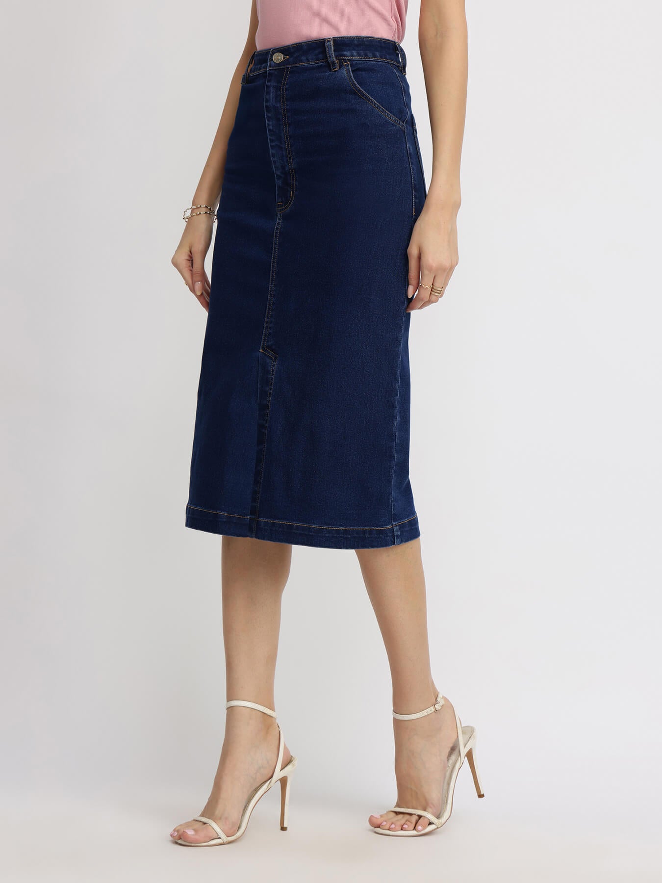 A-line Denim Skirt - Navy Blue