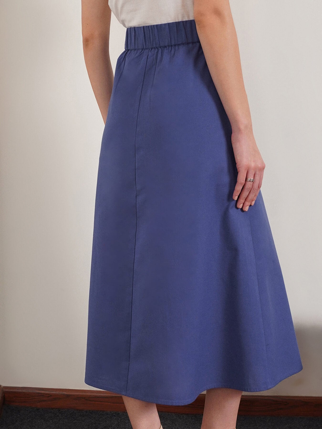 Pure Cotton A-Line Skirt - Blue