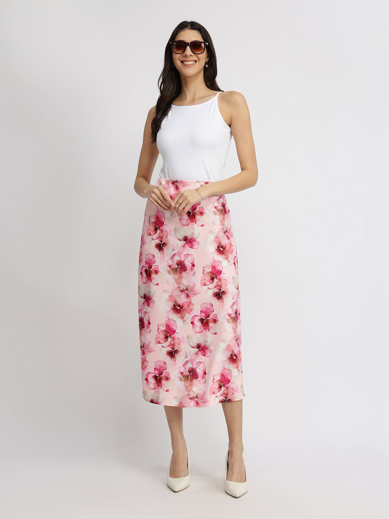 Floral A-Line Skirt - Pink