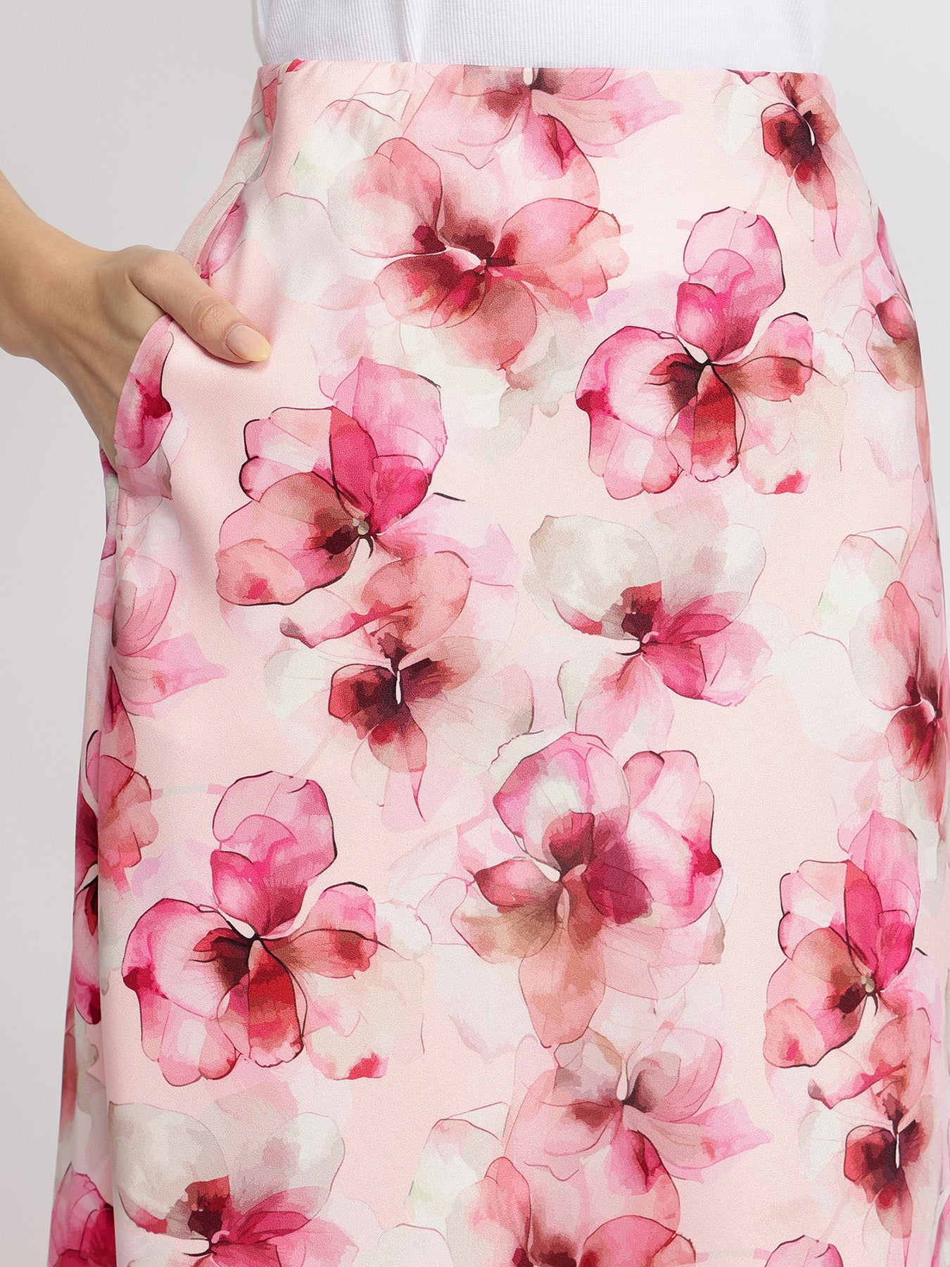 Floral A-Line Skirt - Pink