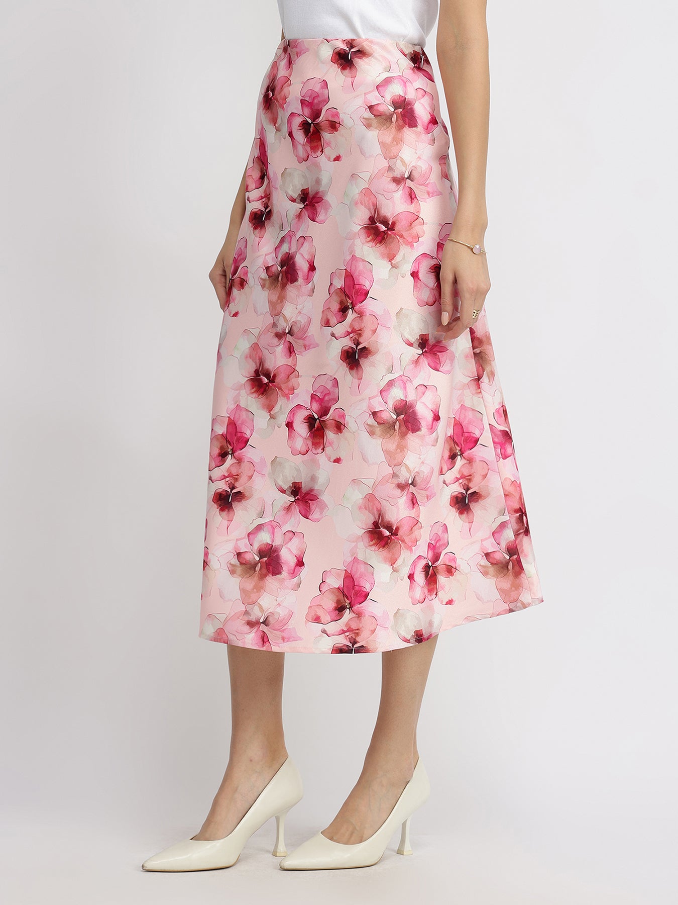 Floral A-Line Skirt - Pink