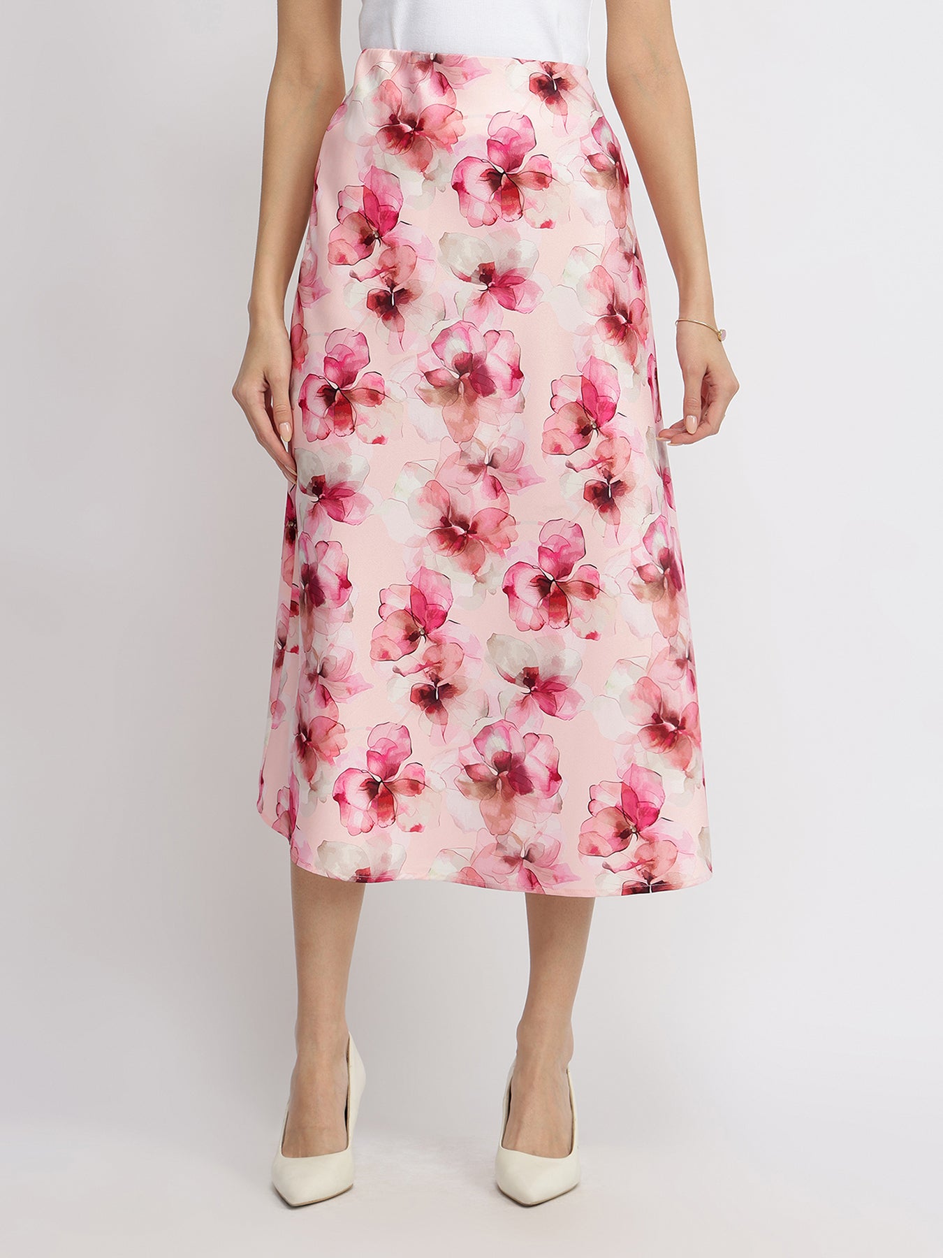 Floral A-Line Skirt - Pink