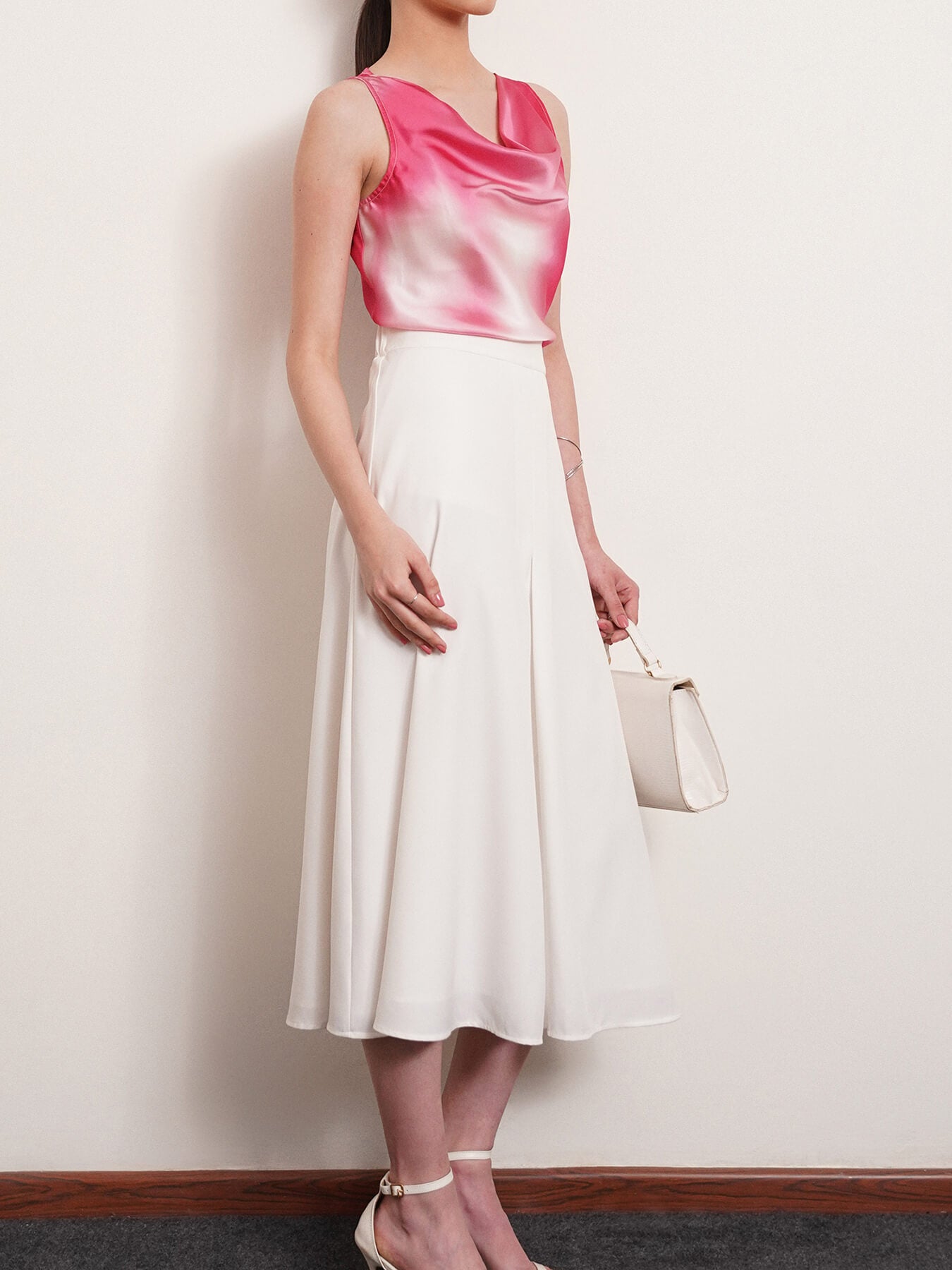 Pleated A-Line Skirt - White