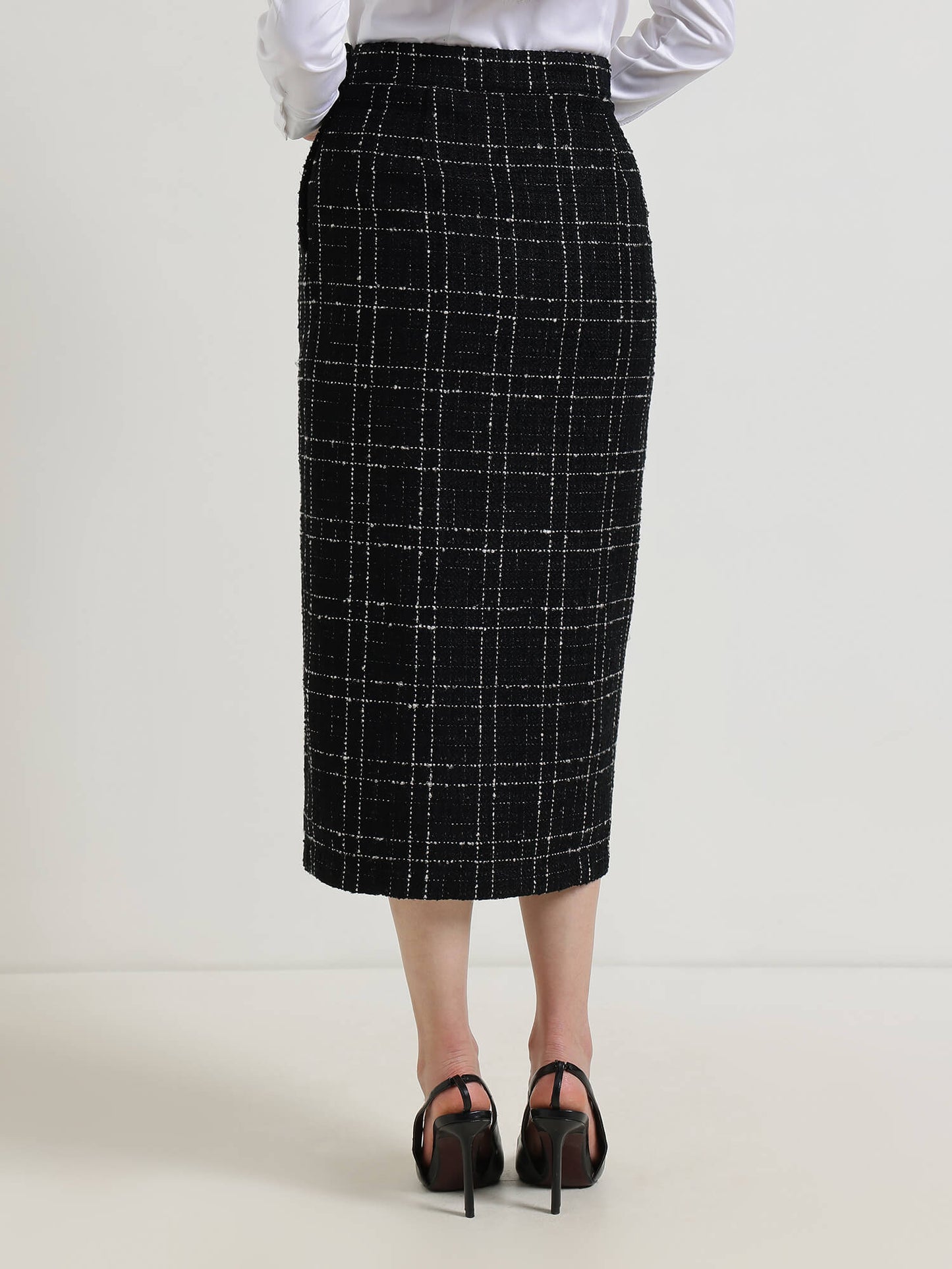 Tweed Pencil Skirt - Black