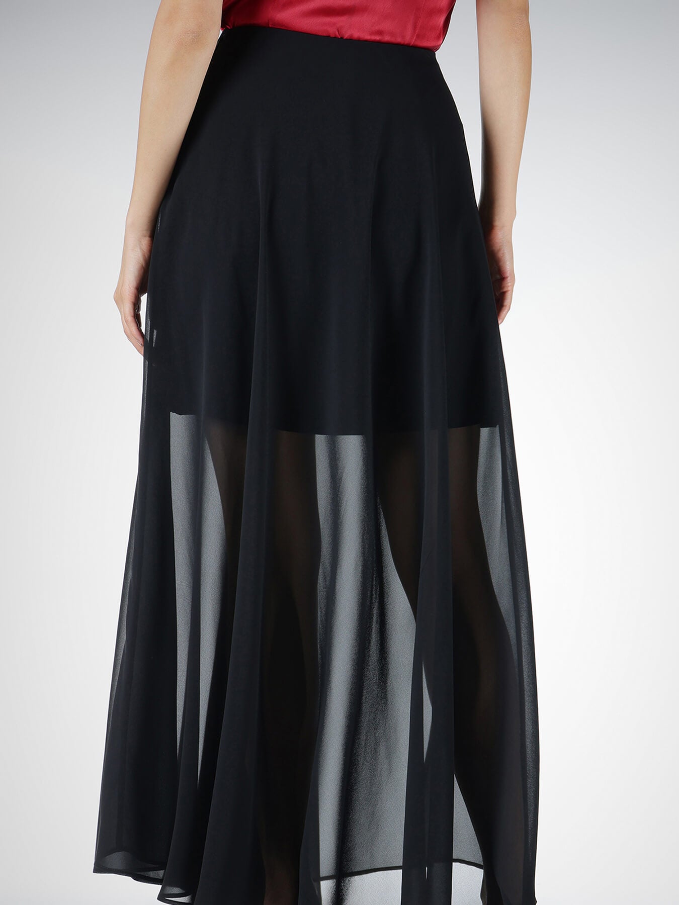 Georgette Sheer Maxi Skirt - Black