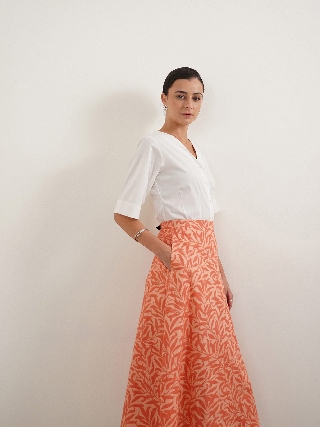 Cotton A-Line Skirt - Peach