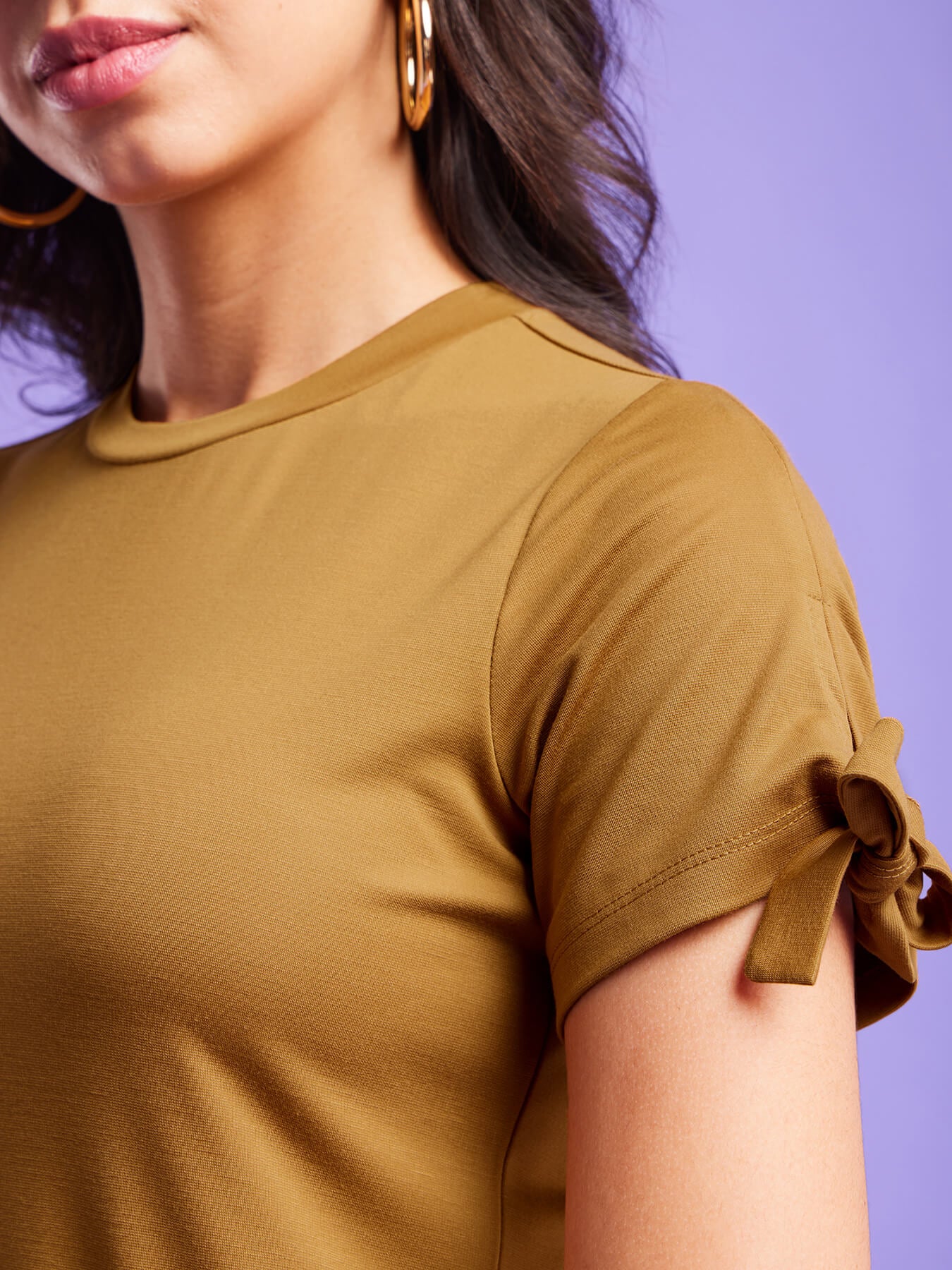 Tie-Up Sleeves Top - Mustard