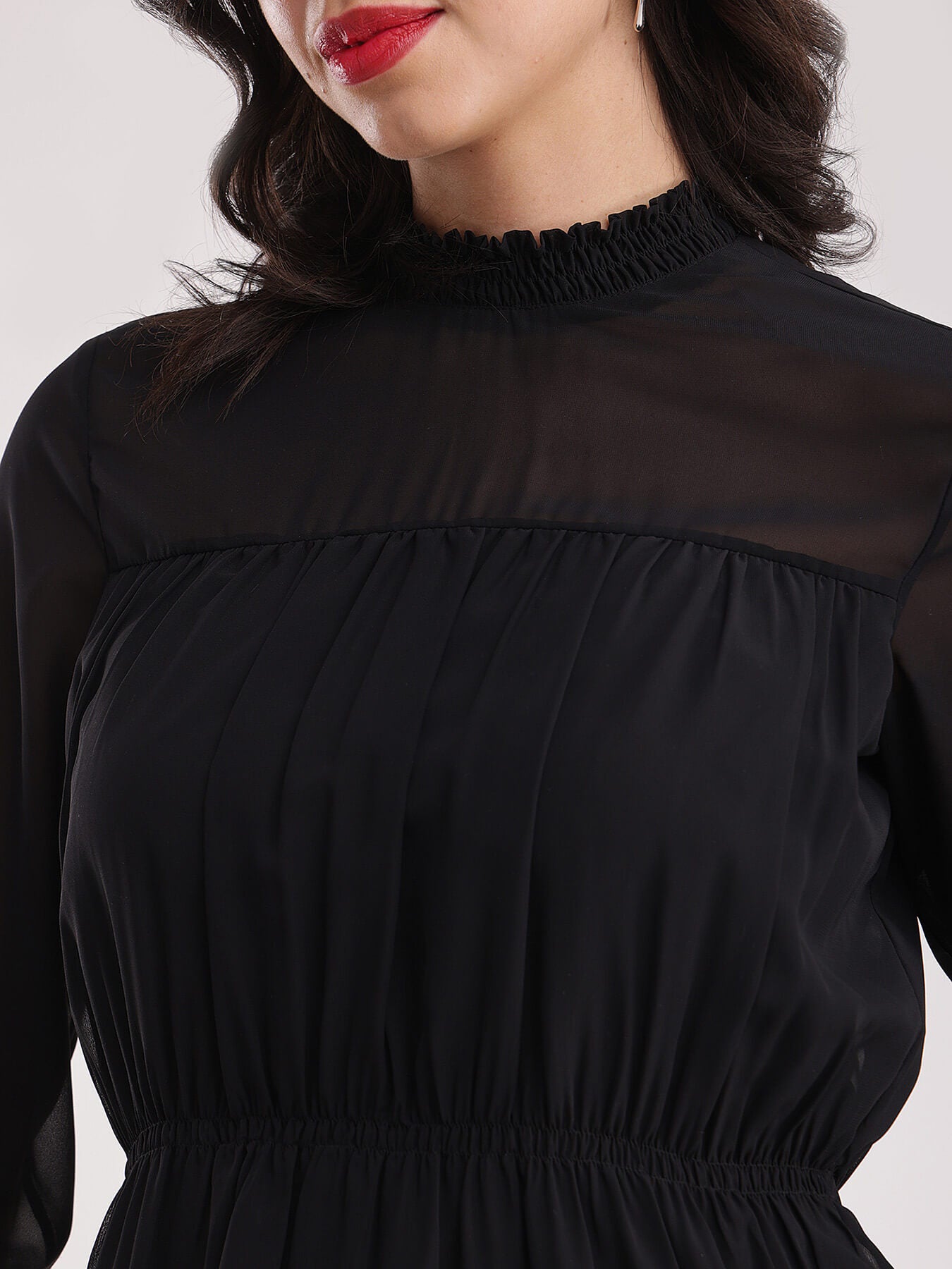 High Neck Top - Black