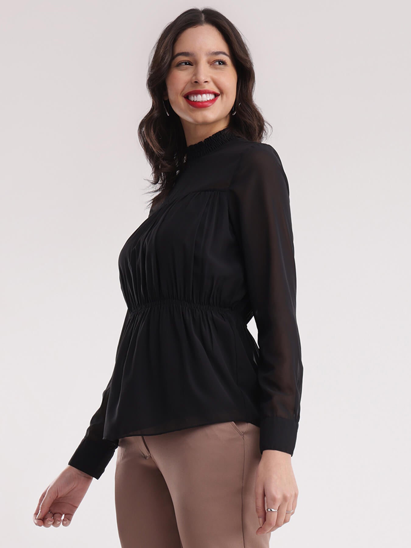 High Neck Top - Black