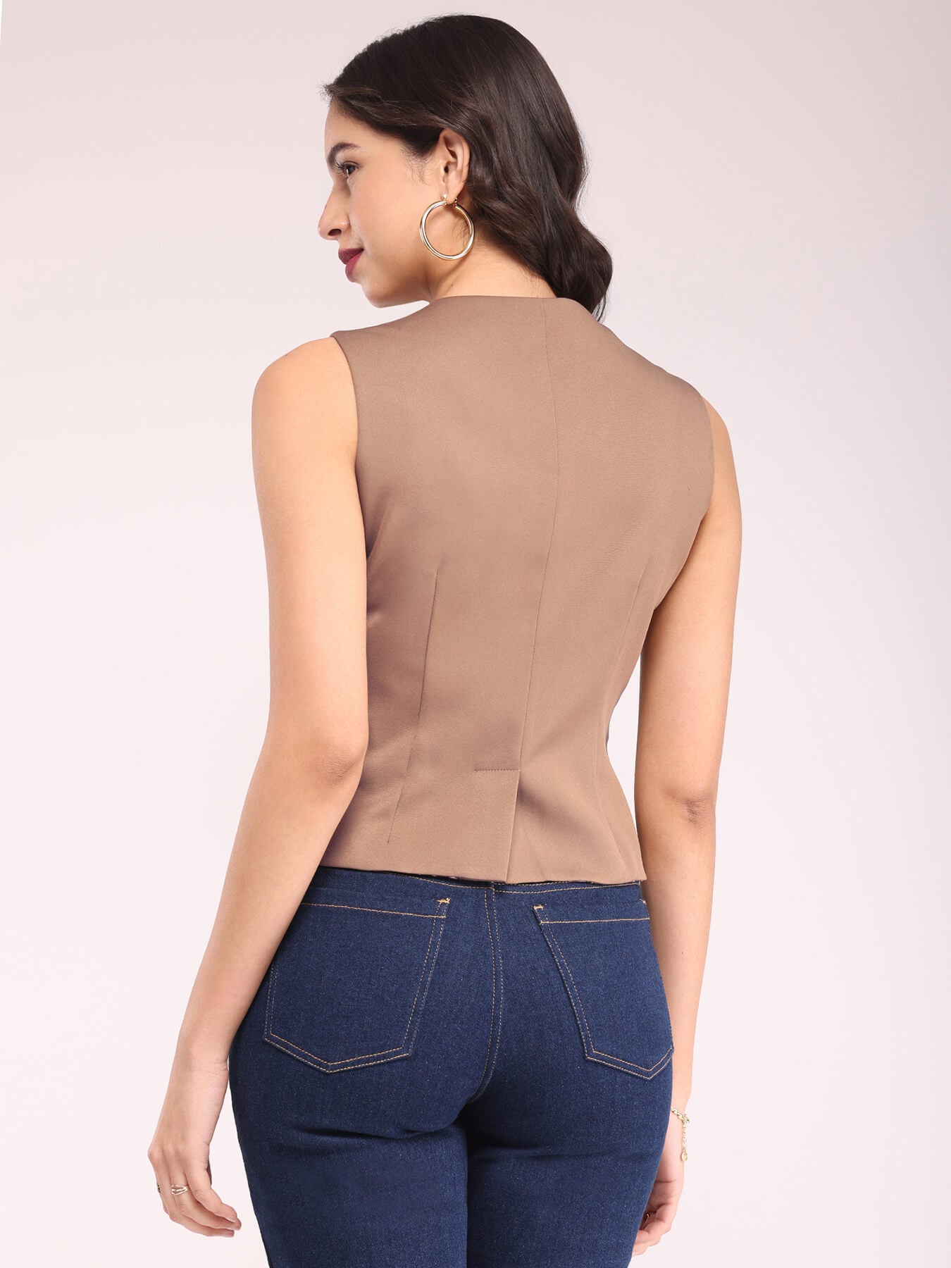 V-Neck Waistcoat - Brown