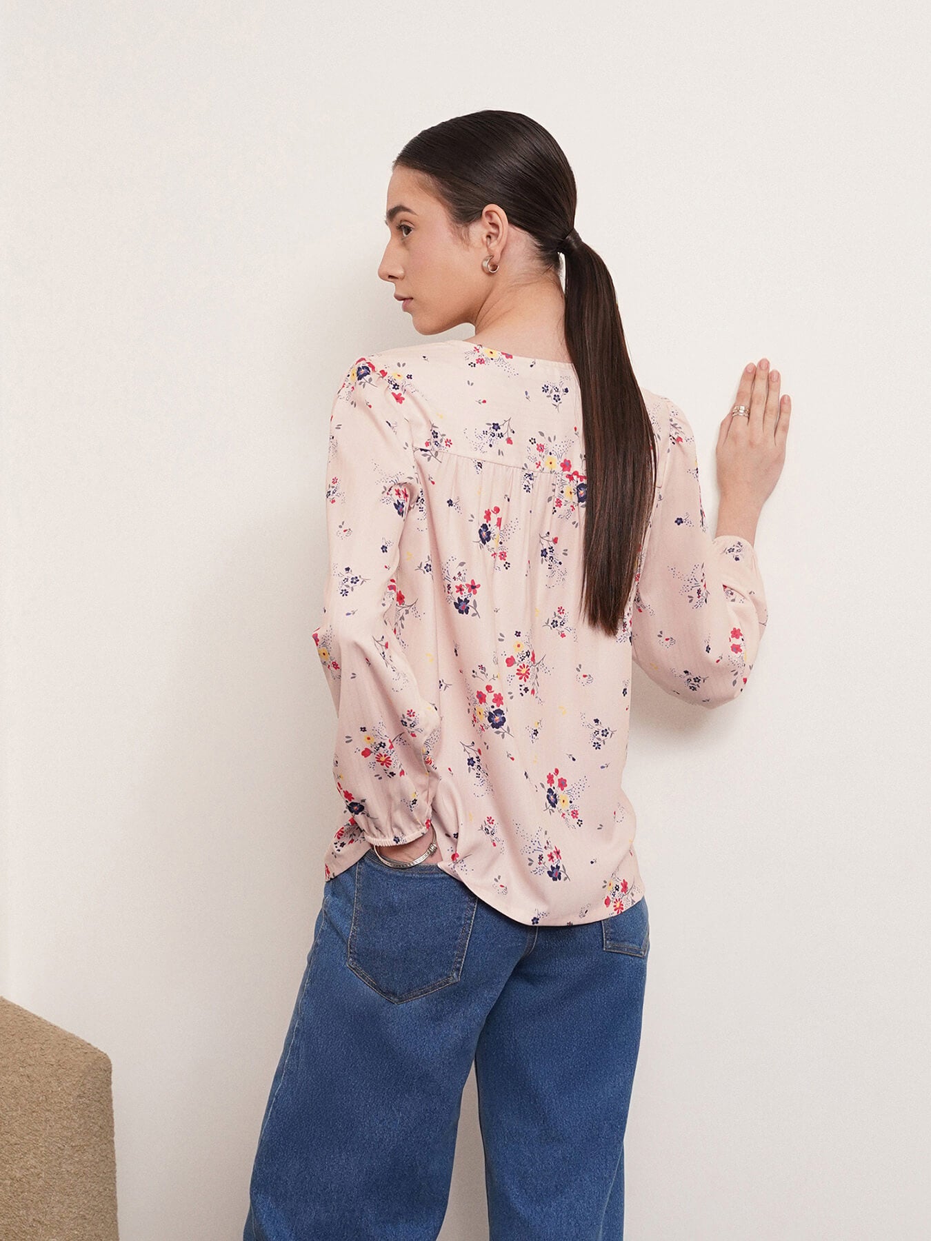 Floral Print Top - Off White