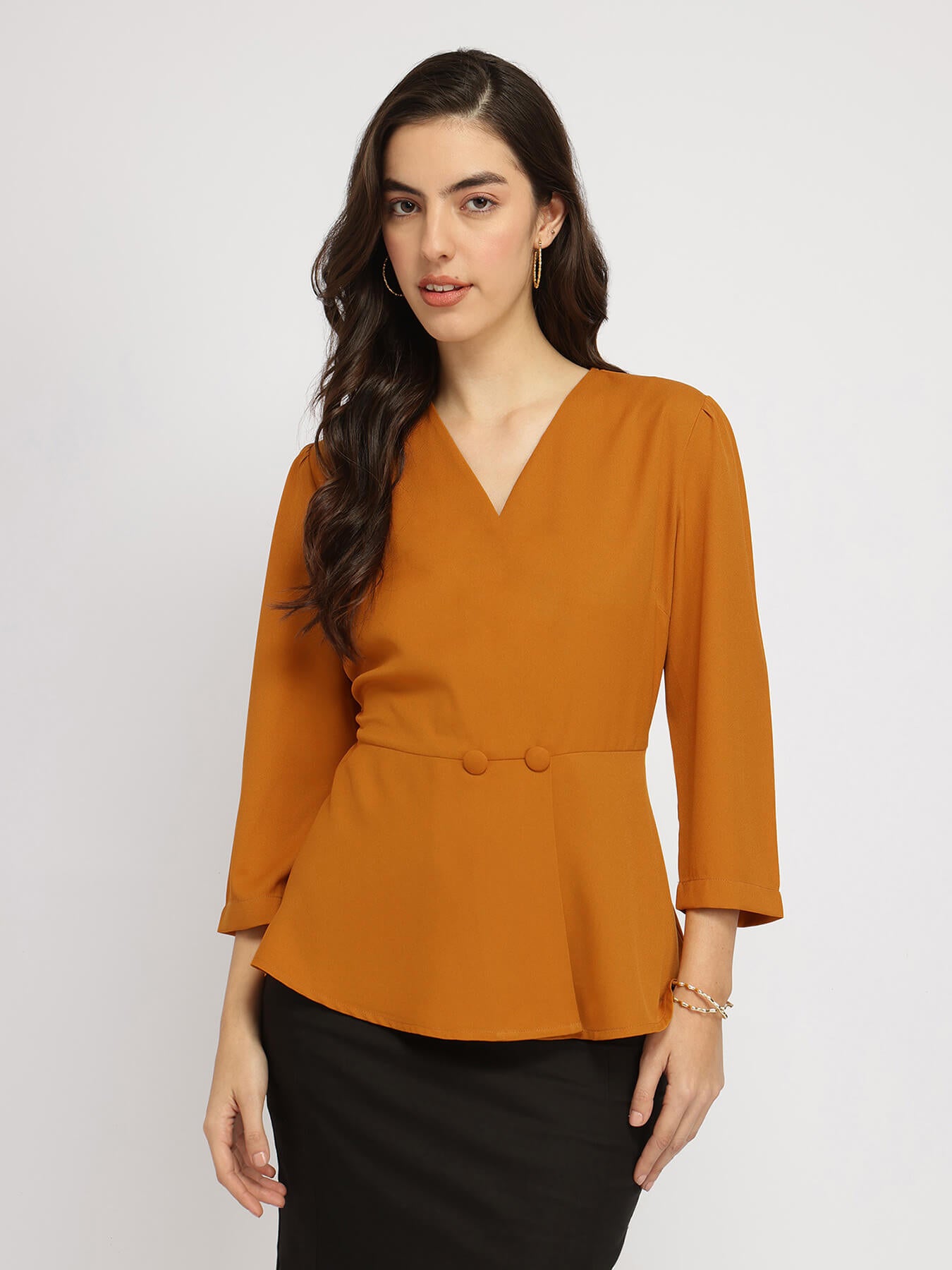 Cotton Wrap Top - Mustard