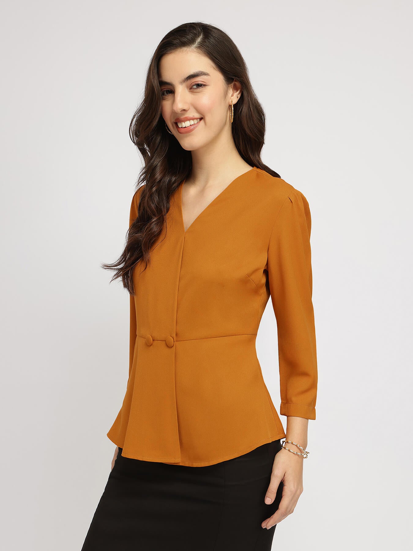 Cotton Wrap Top - Mustard