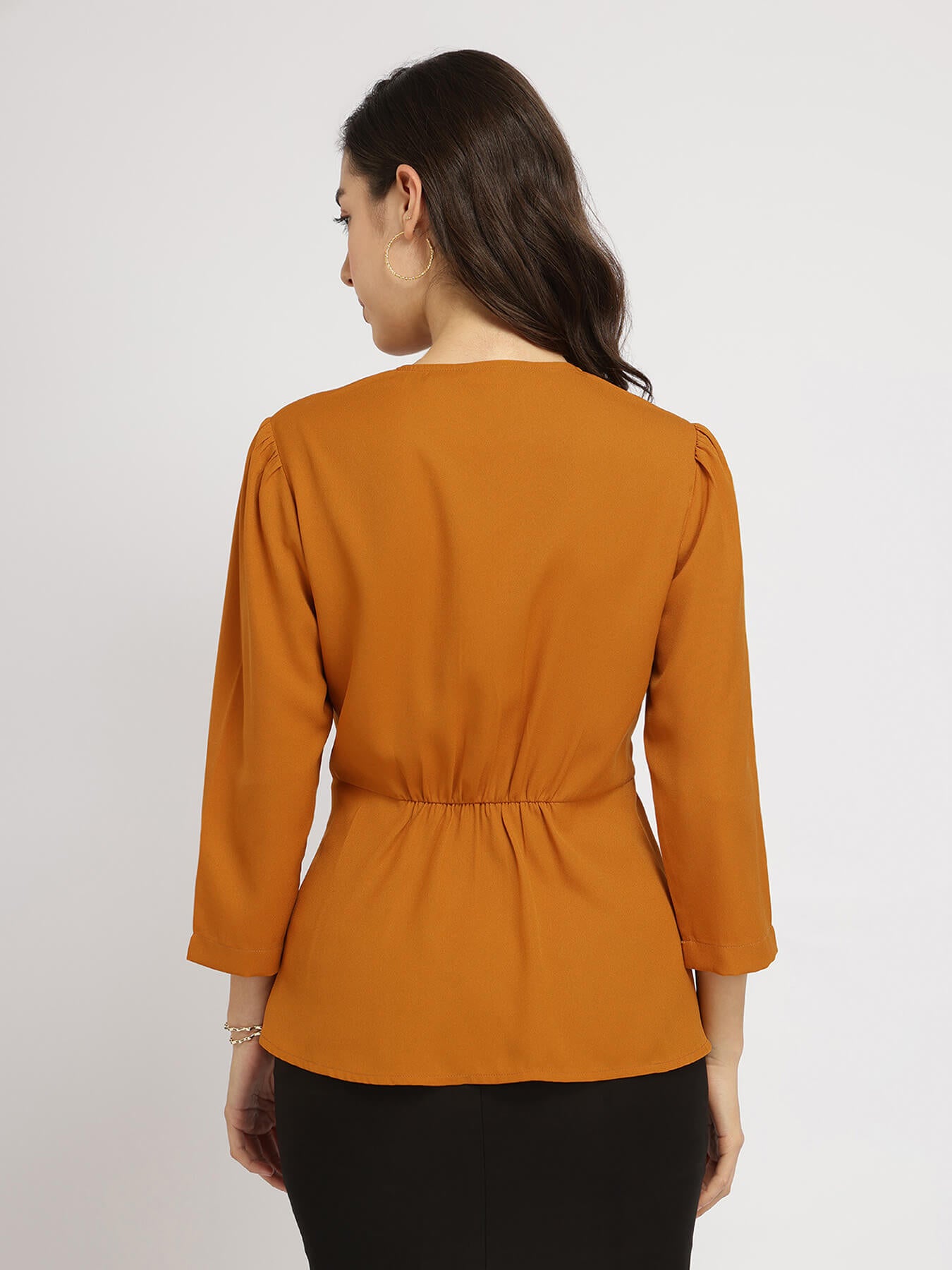 Cotton Wrap Top - Mustard