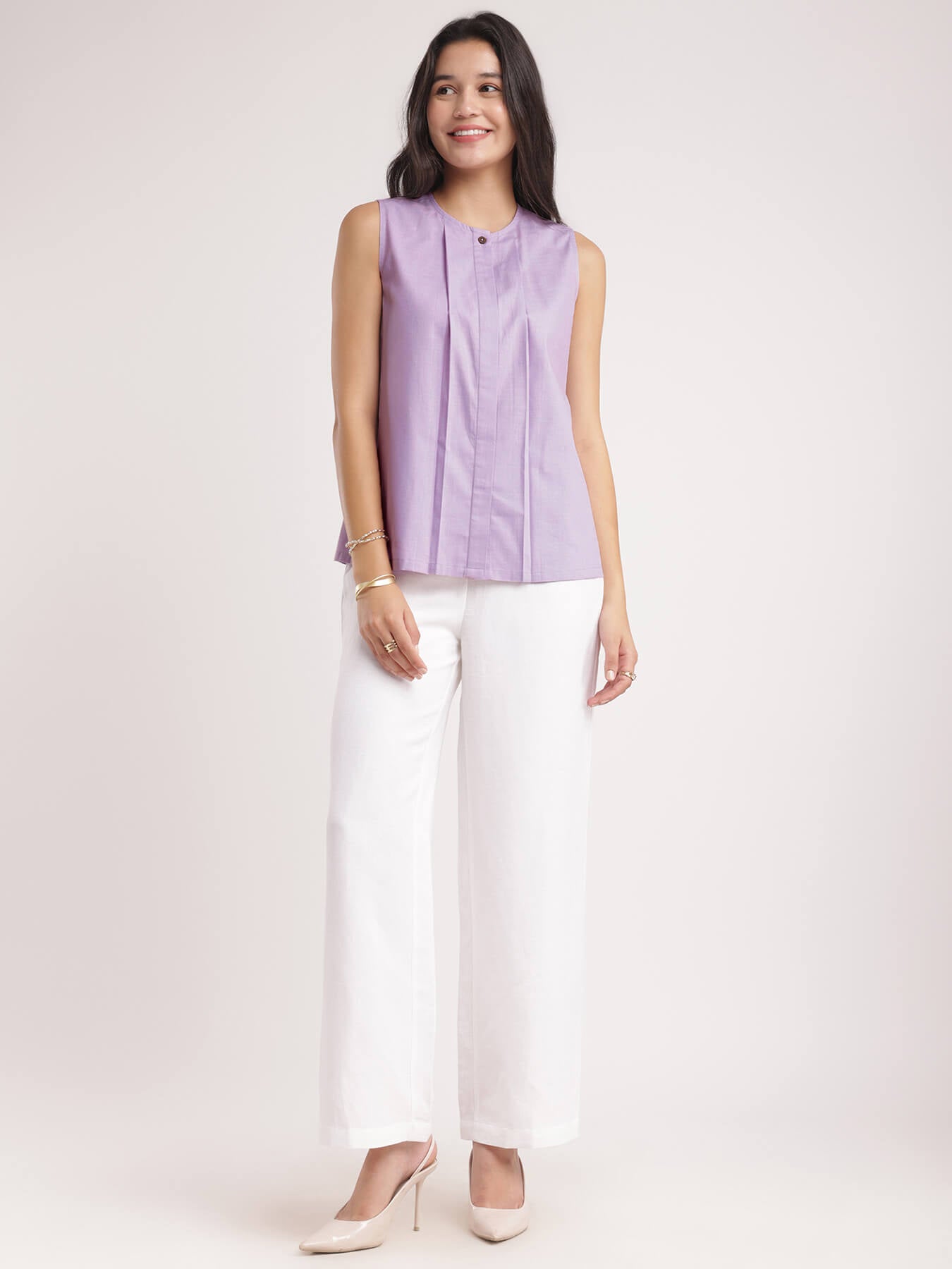Cotton Linen Top - Lilac