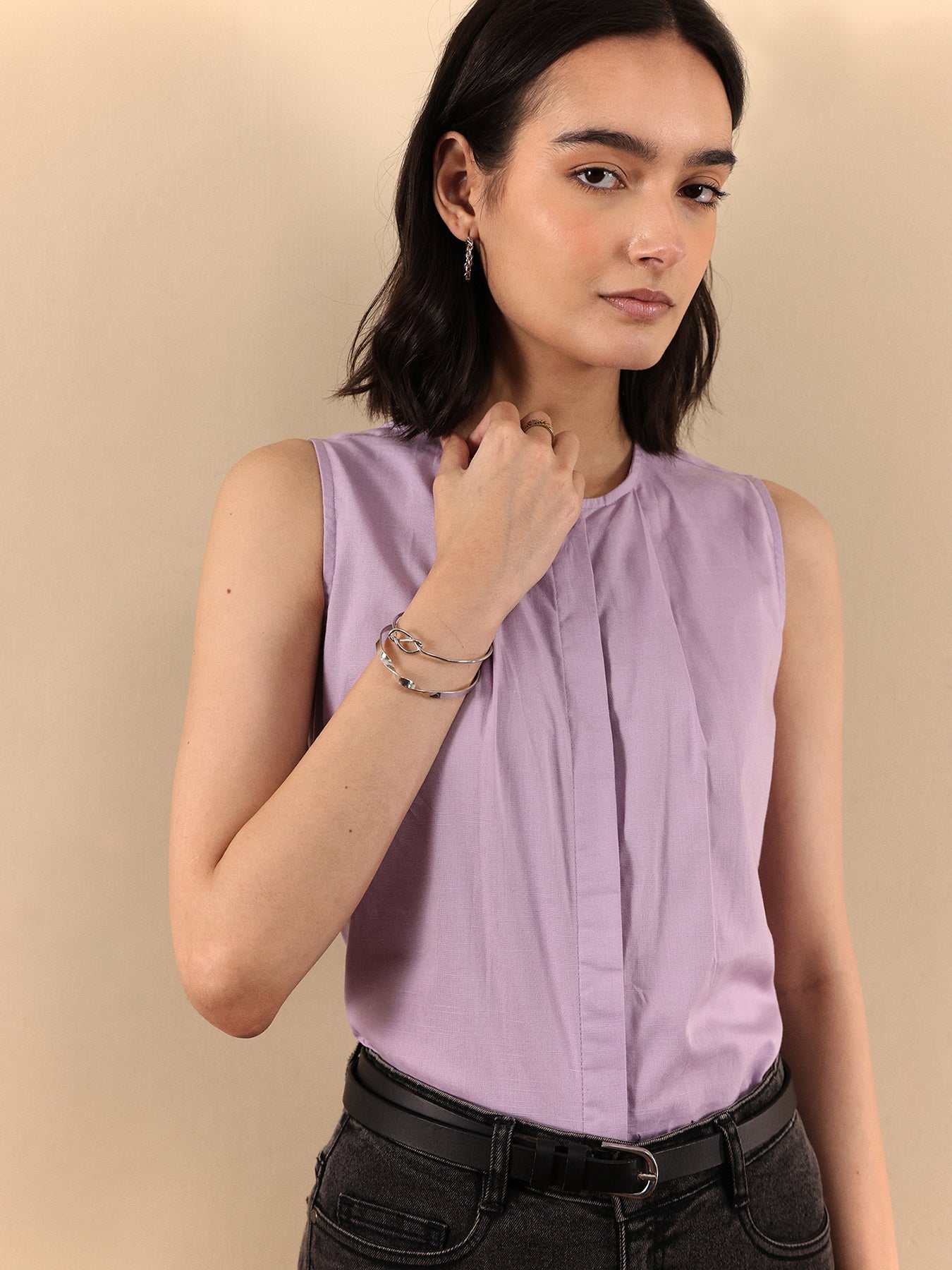 Cotton Linen Top - Lilac