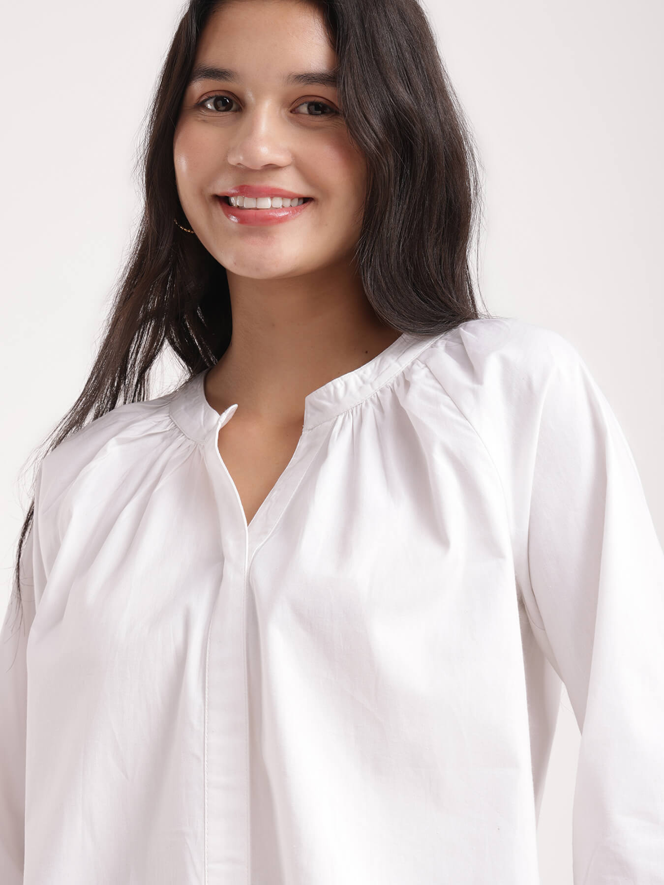 Cotton Poplin Top - White