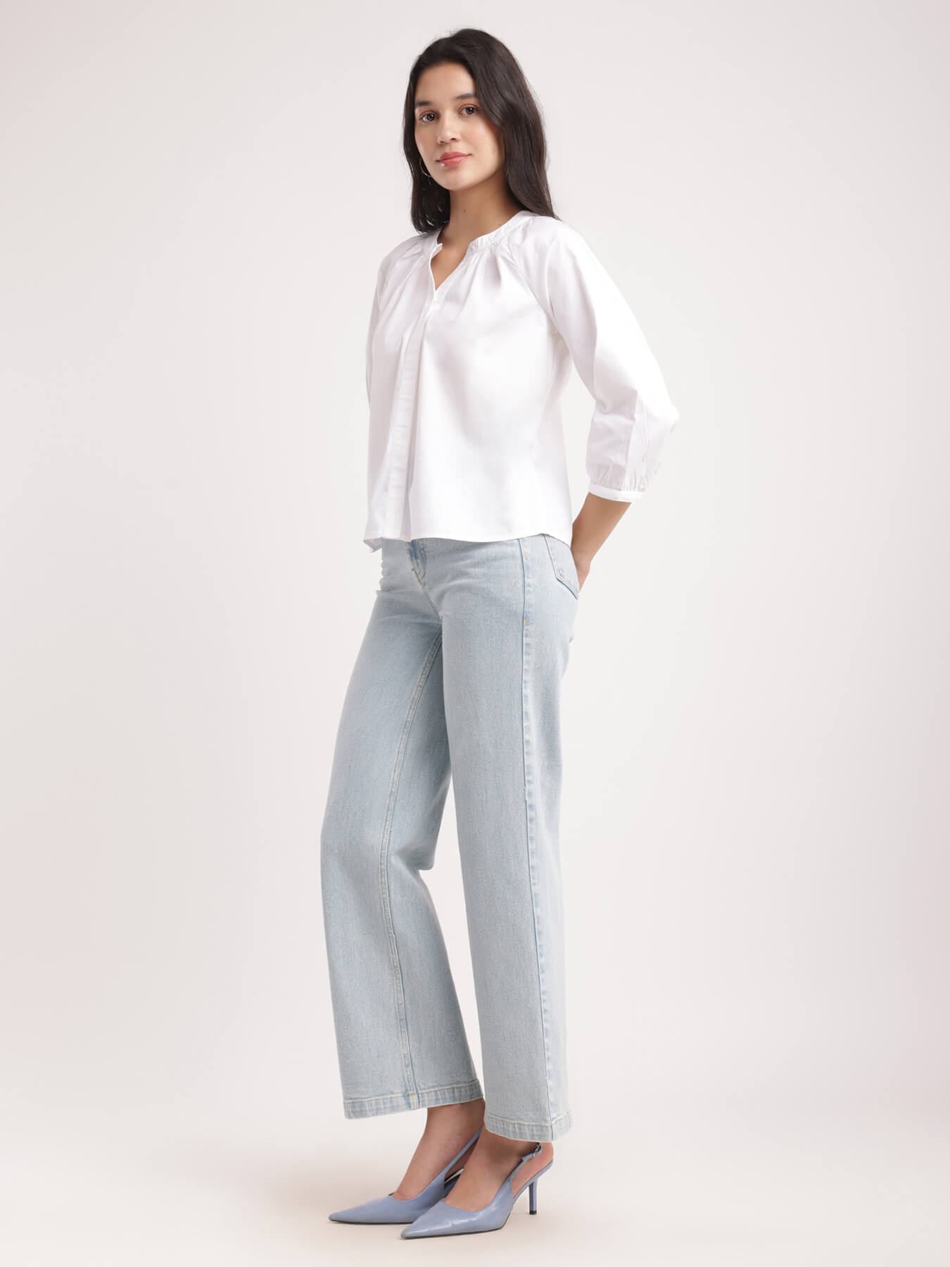 Cotton Poplin Top - White