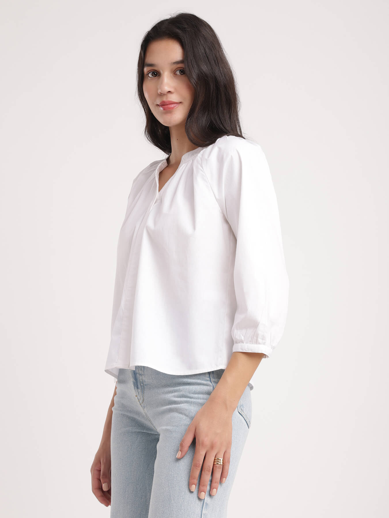 Cotton Poplin Top - White