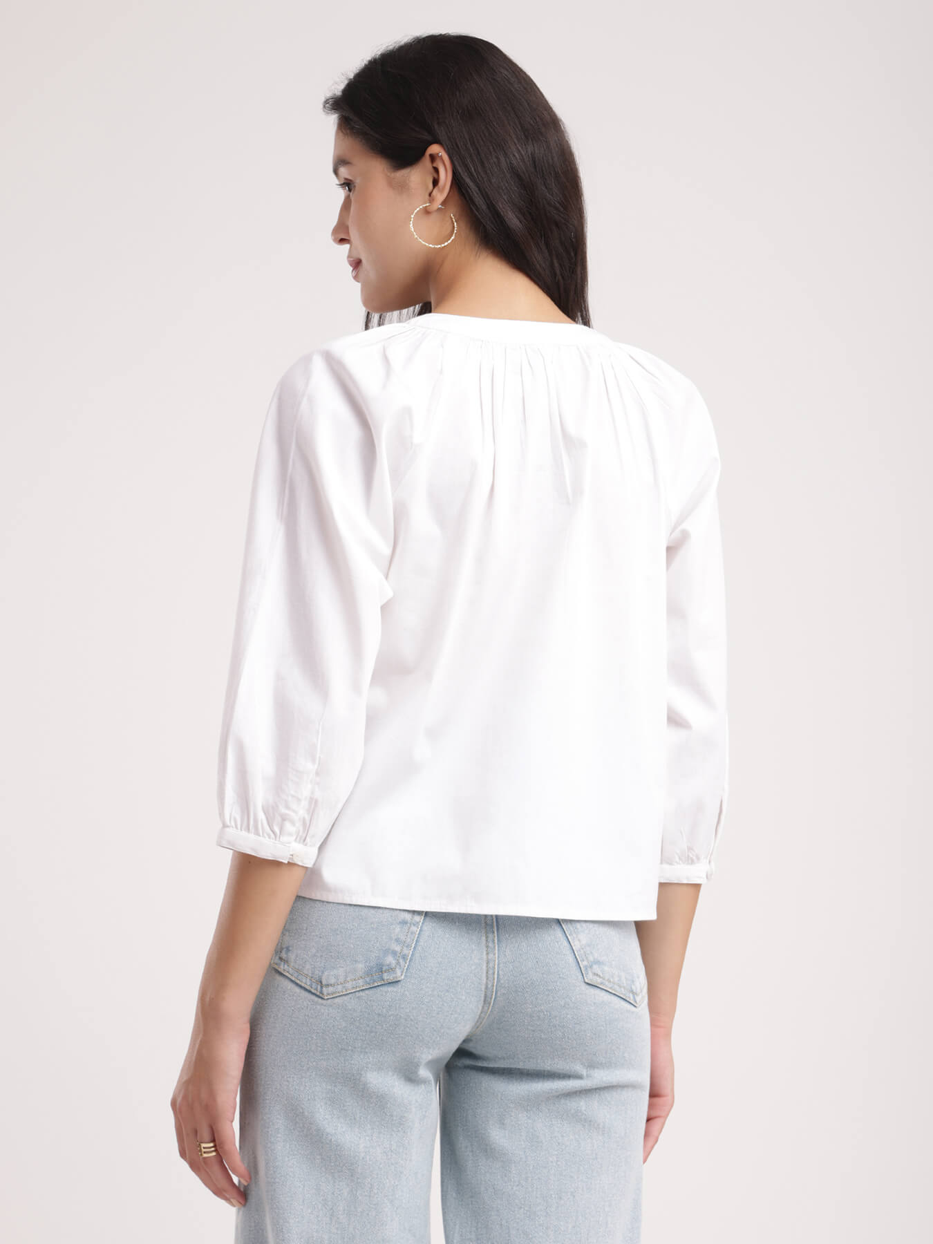 Cotton Poplin Top - White