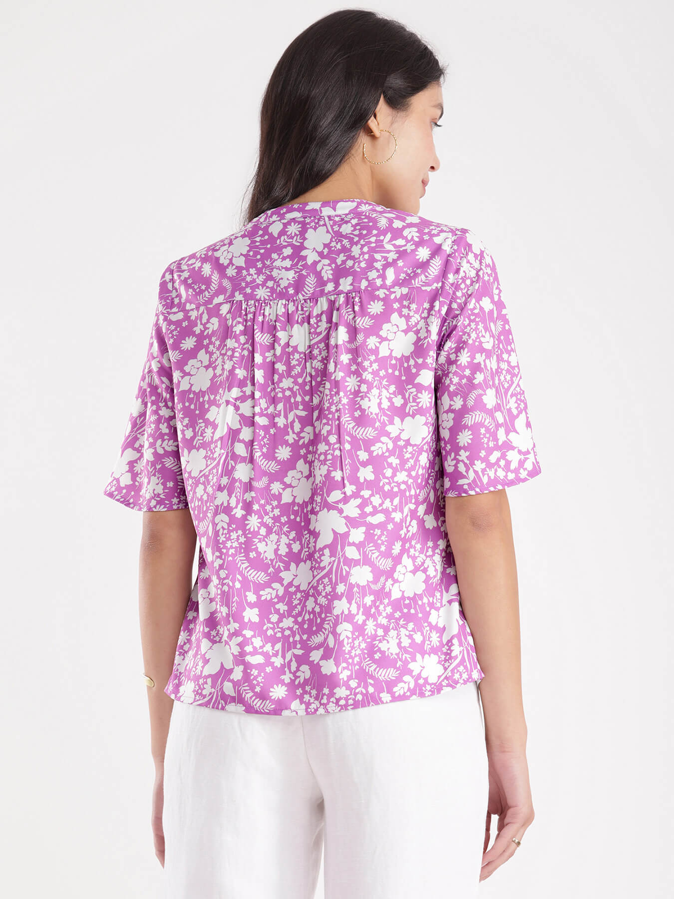 Floral Print Top - Lilac And White
