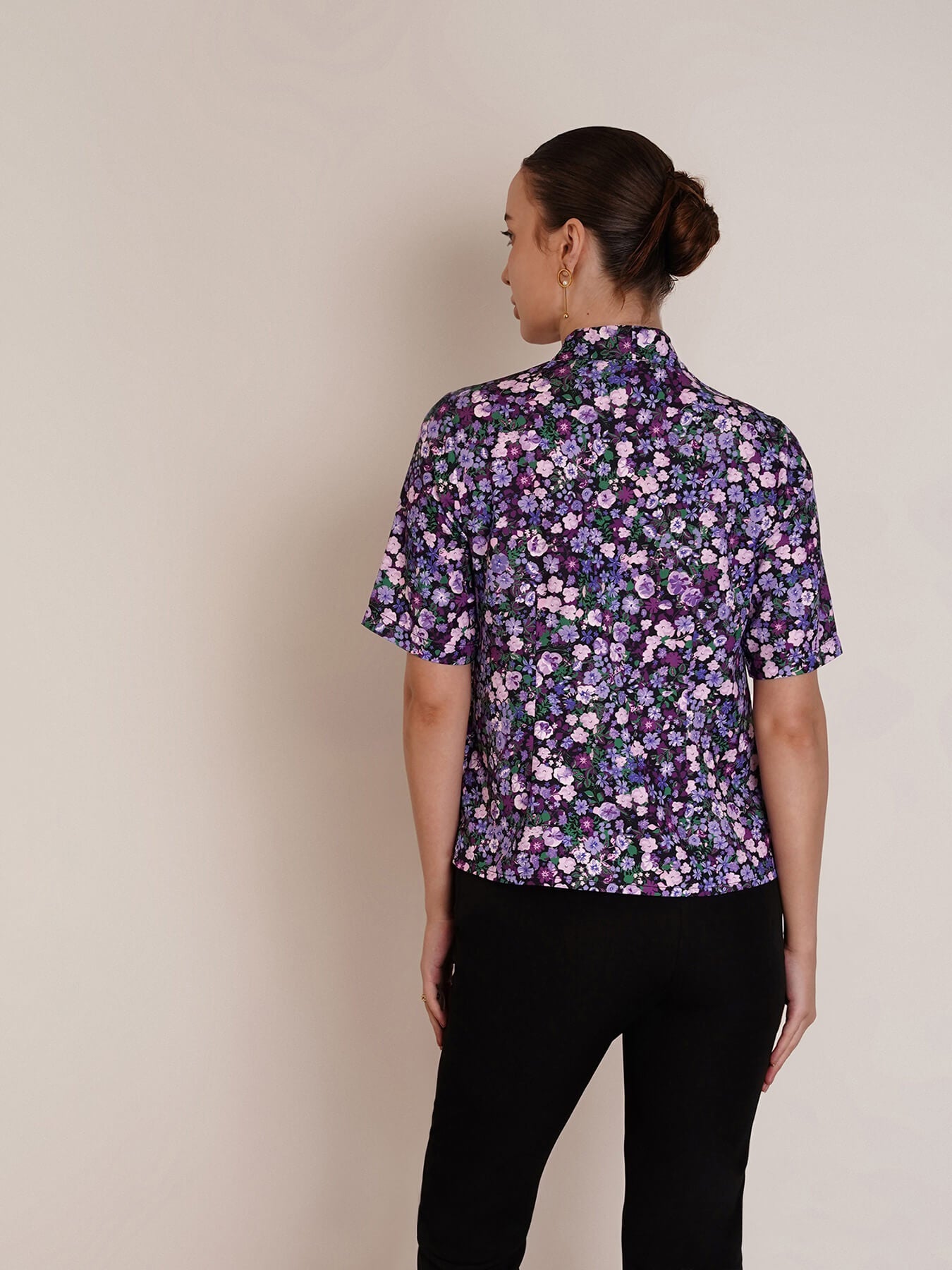Floral Front Pleat Top - Purple