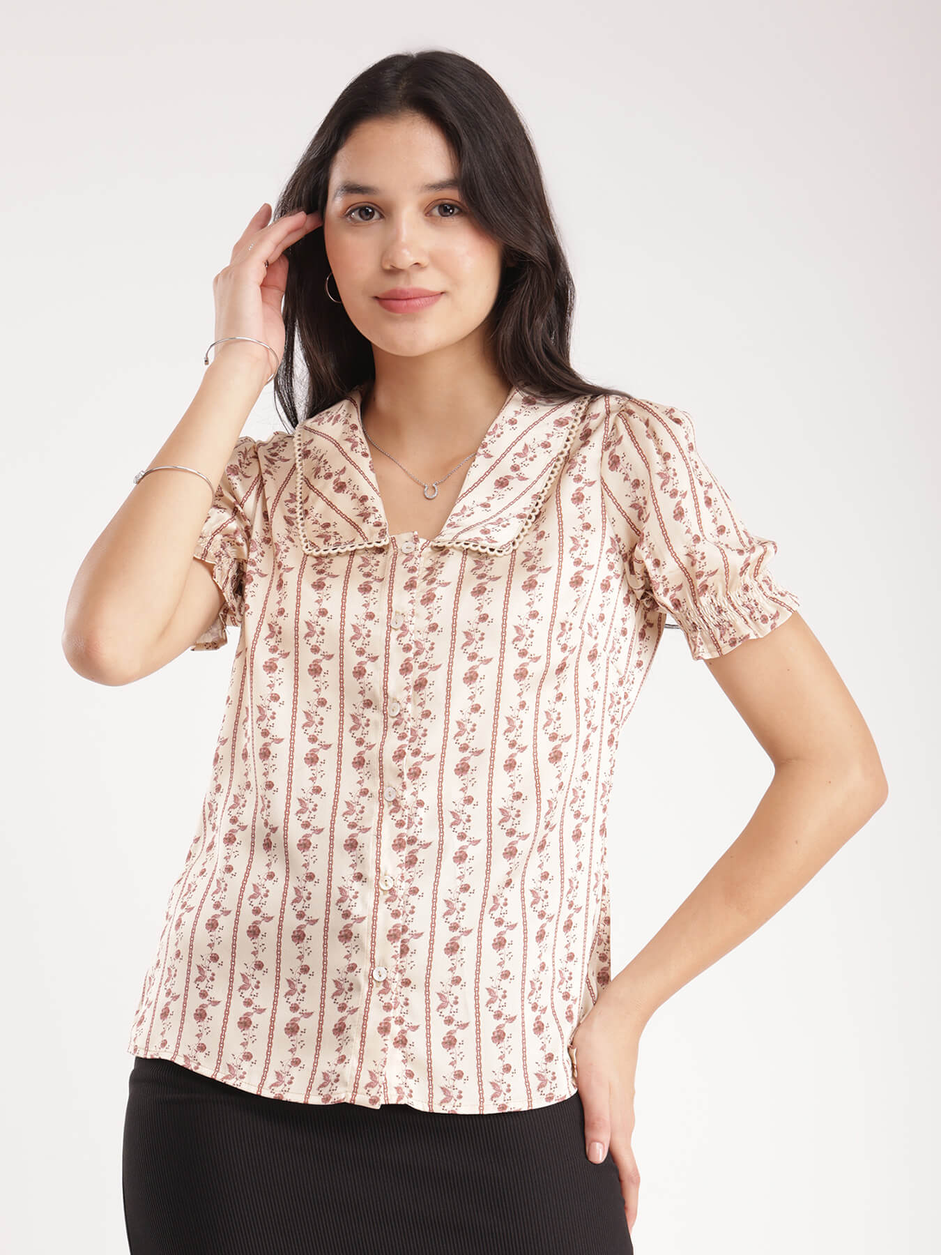 Floral Lace Top - Beige