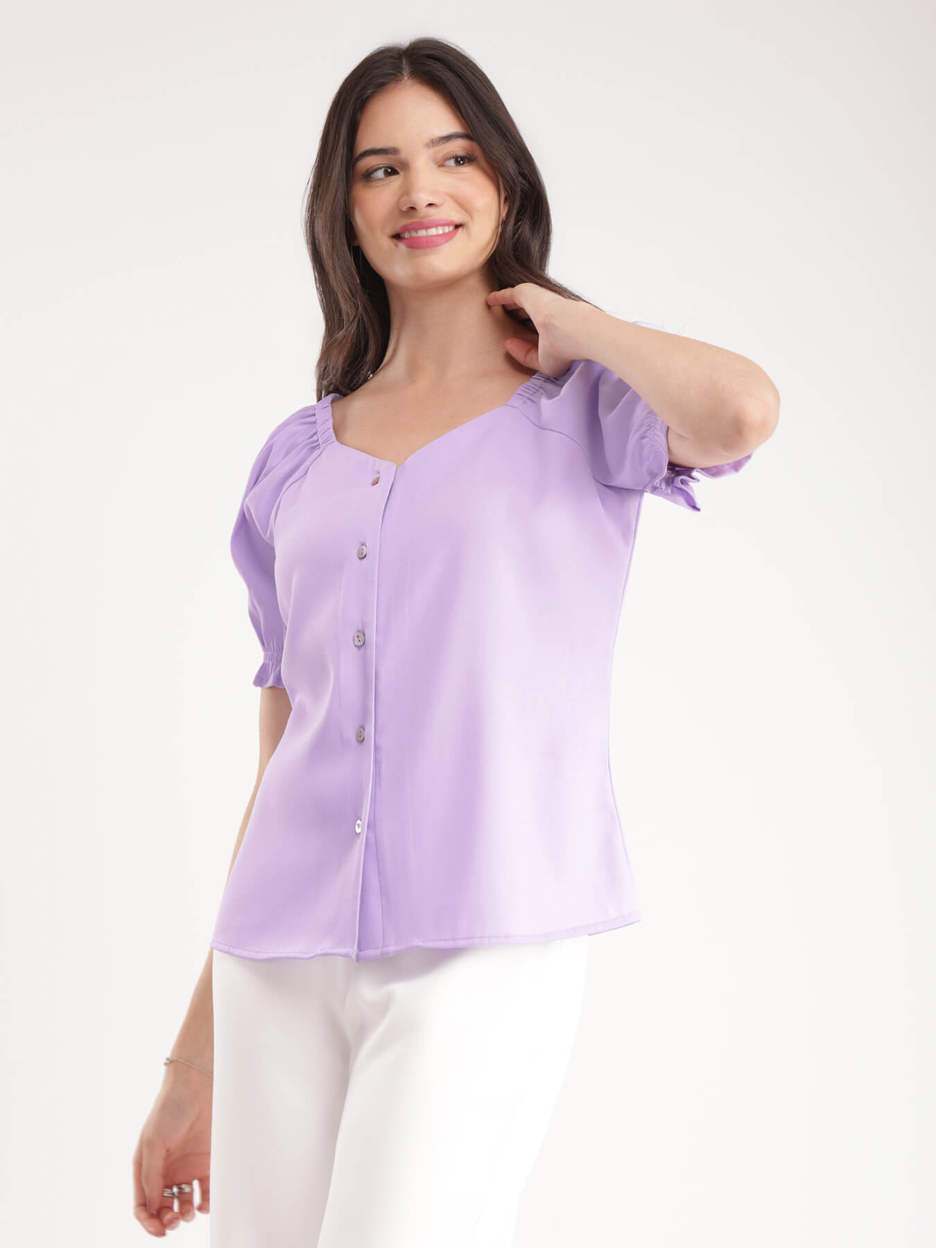Sweetheart Neck Top - Lilac