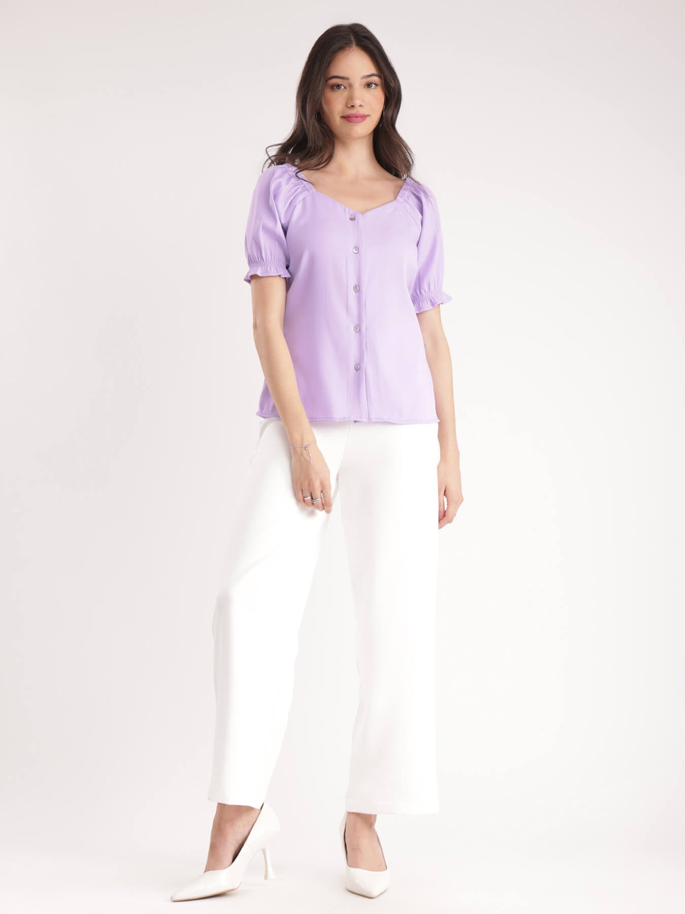 Sweetheart Neck Top - Lilac