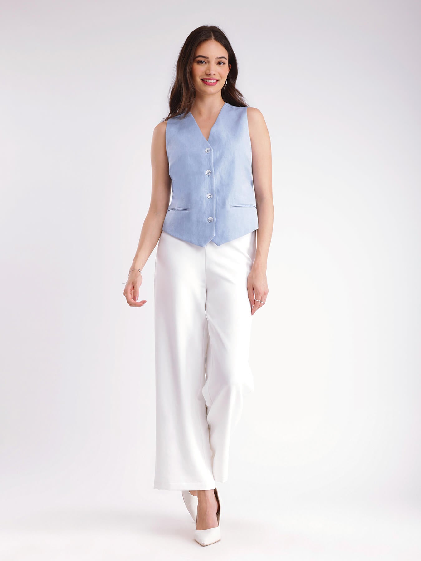 Linen Waistcoat - Light Blue
