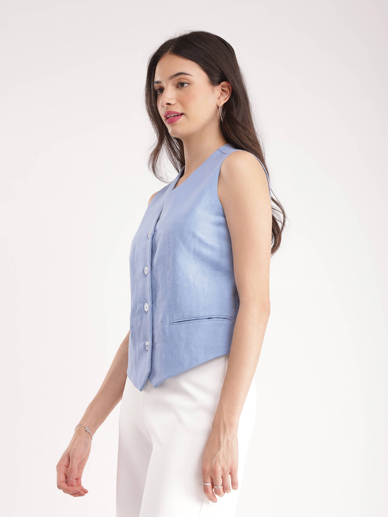 Linen Waistcoat - Light Blue
