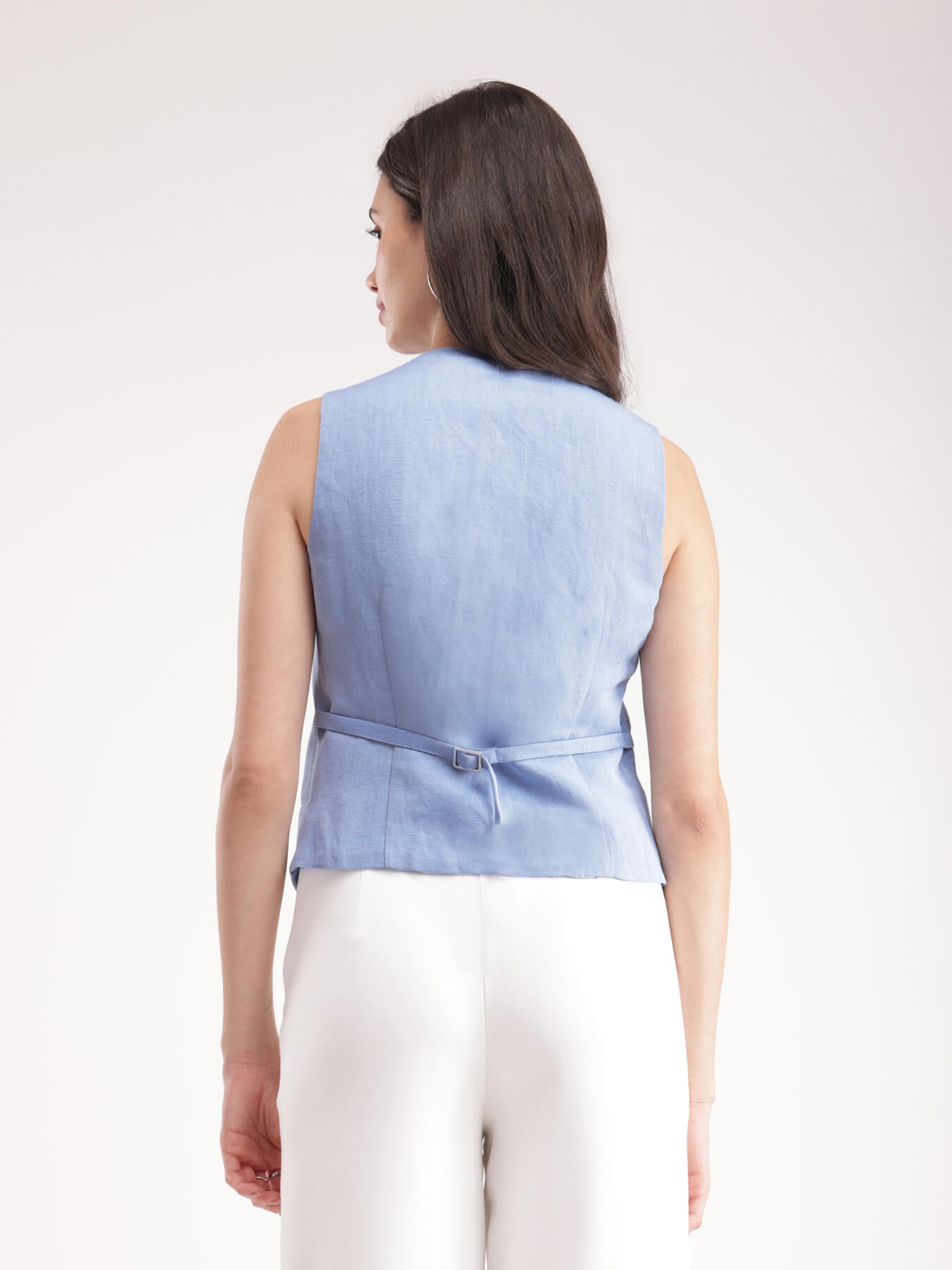 Linen Waistcoat - Light Blue