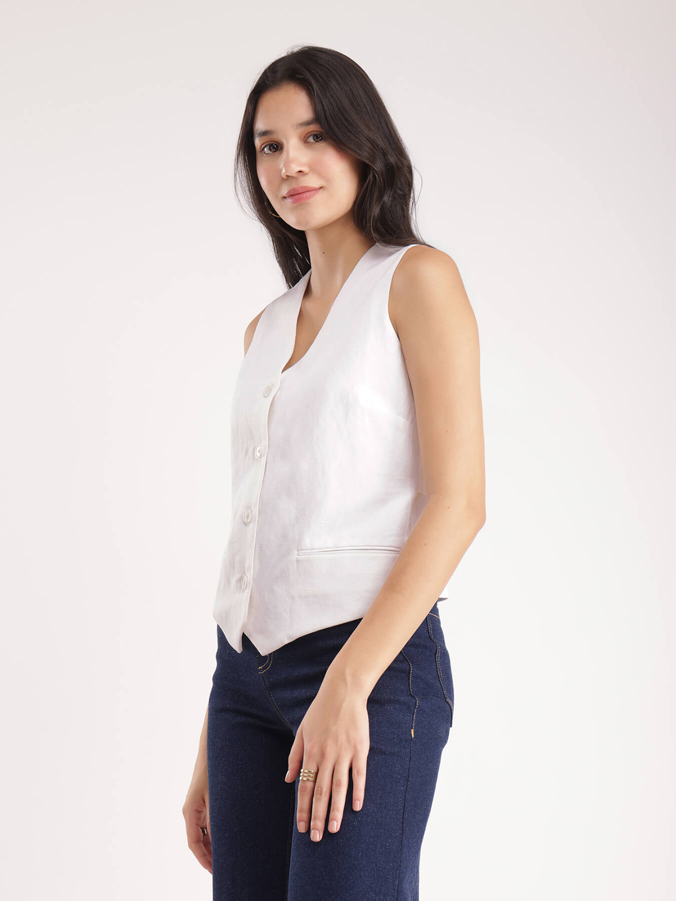 Linen Waistcoat - White